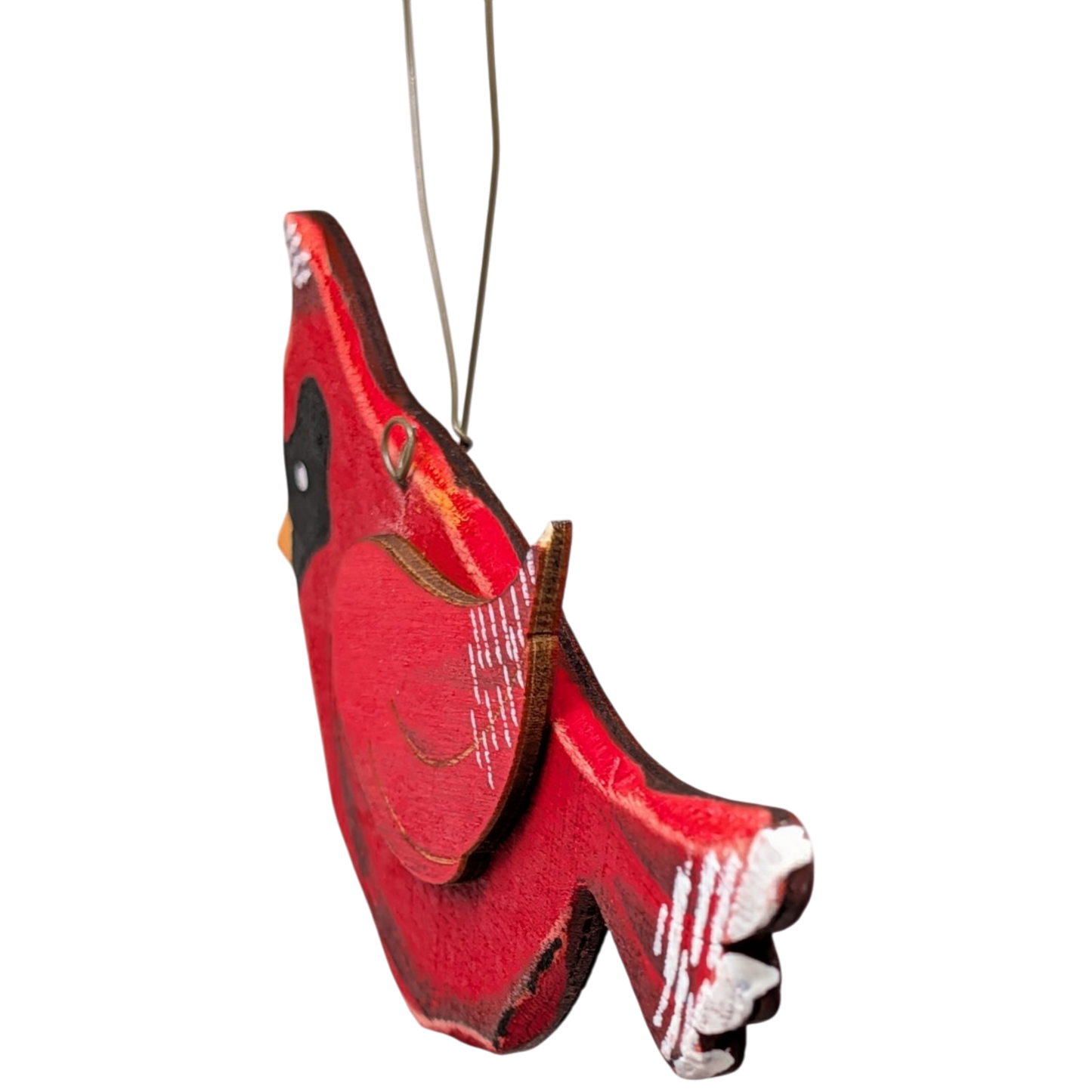Ruby's Cardinal Grace: Hand-Painted Plywood Ornament