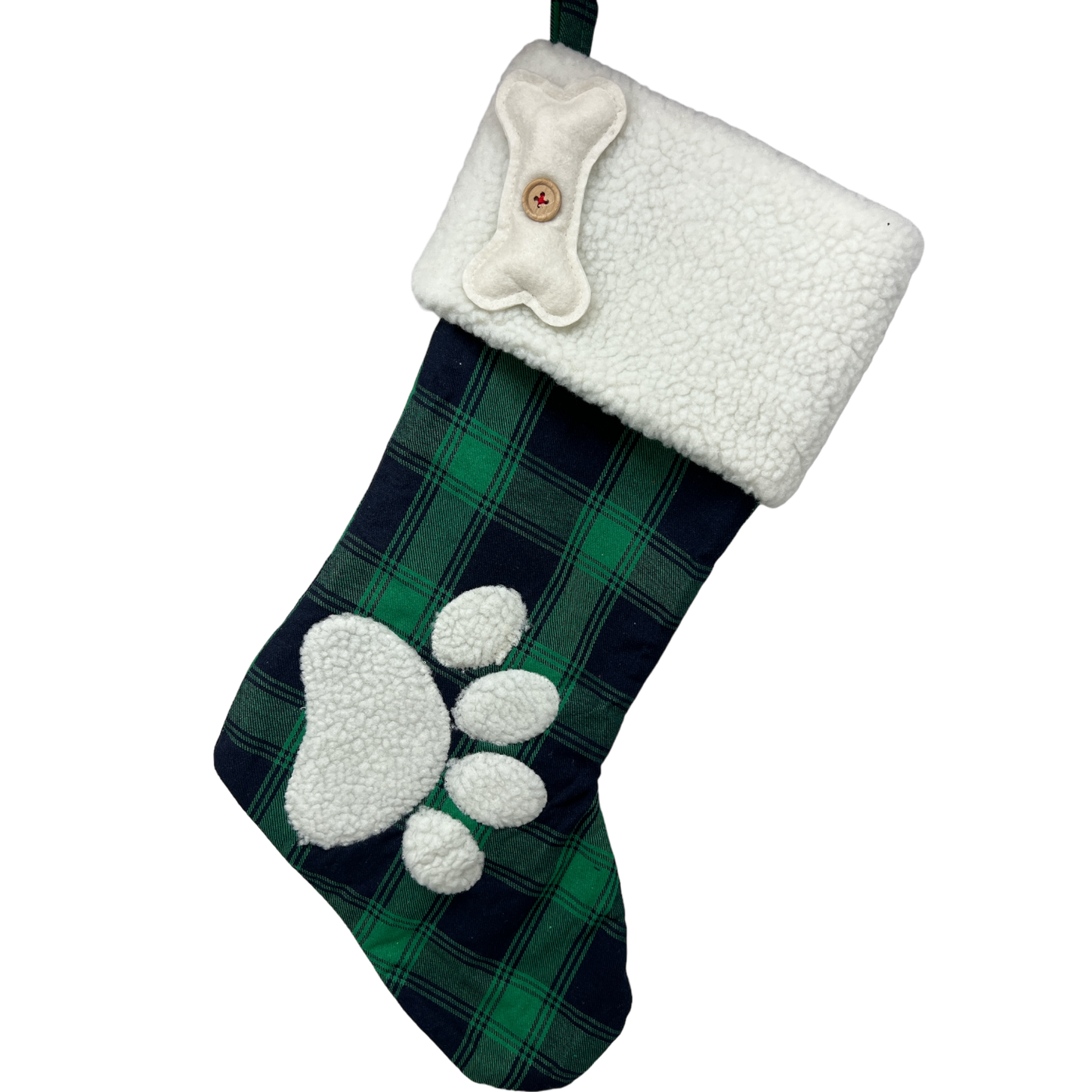 Plush Plaid Pet Stocking Green Tartan