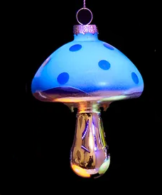 Purple Glow-In-The-Dark Glass Mushroom Ornament