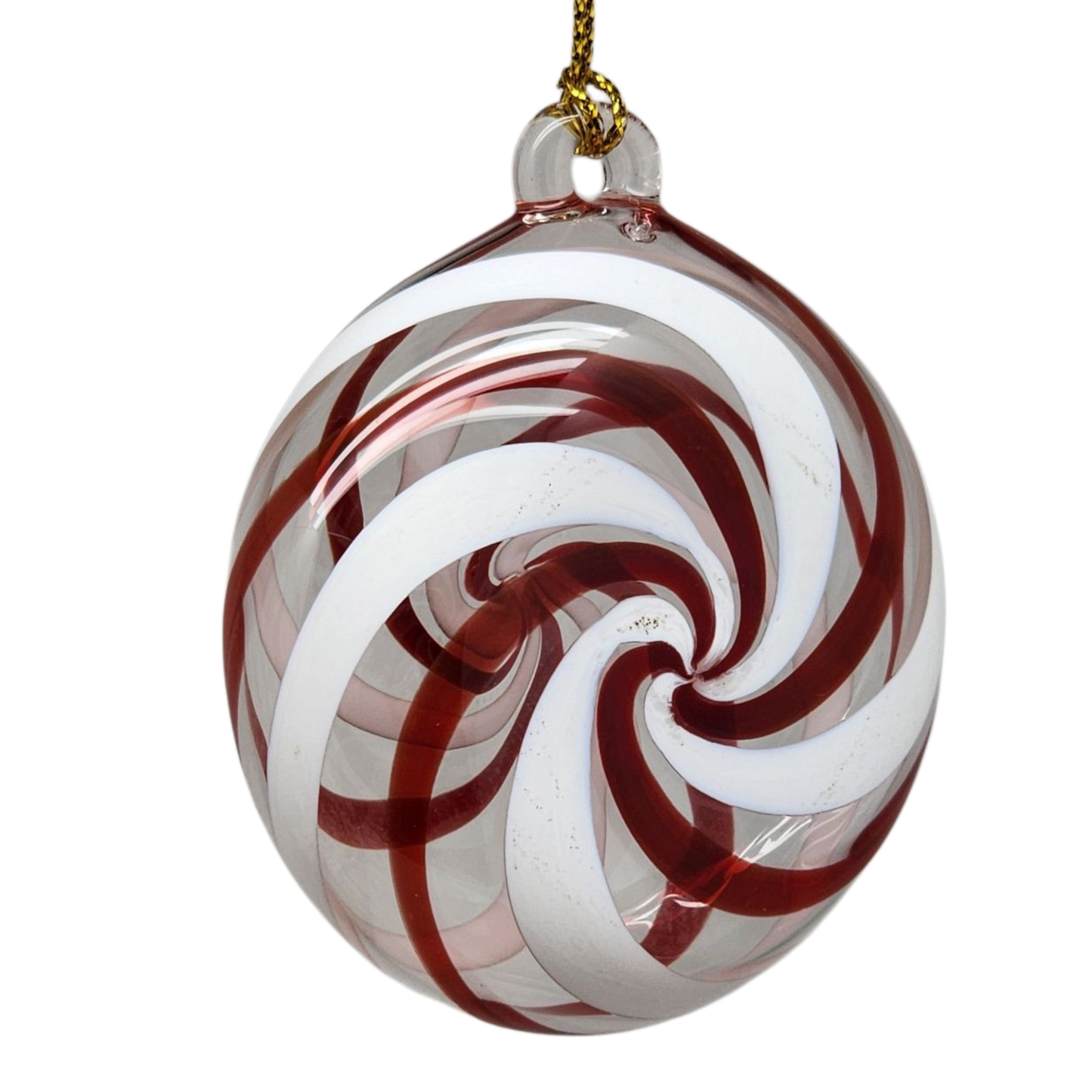 Peppermint Swirl Egyptian Glass Disc Ornament