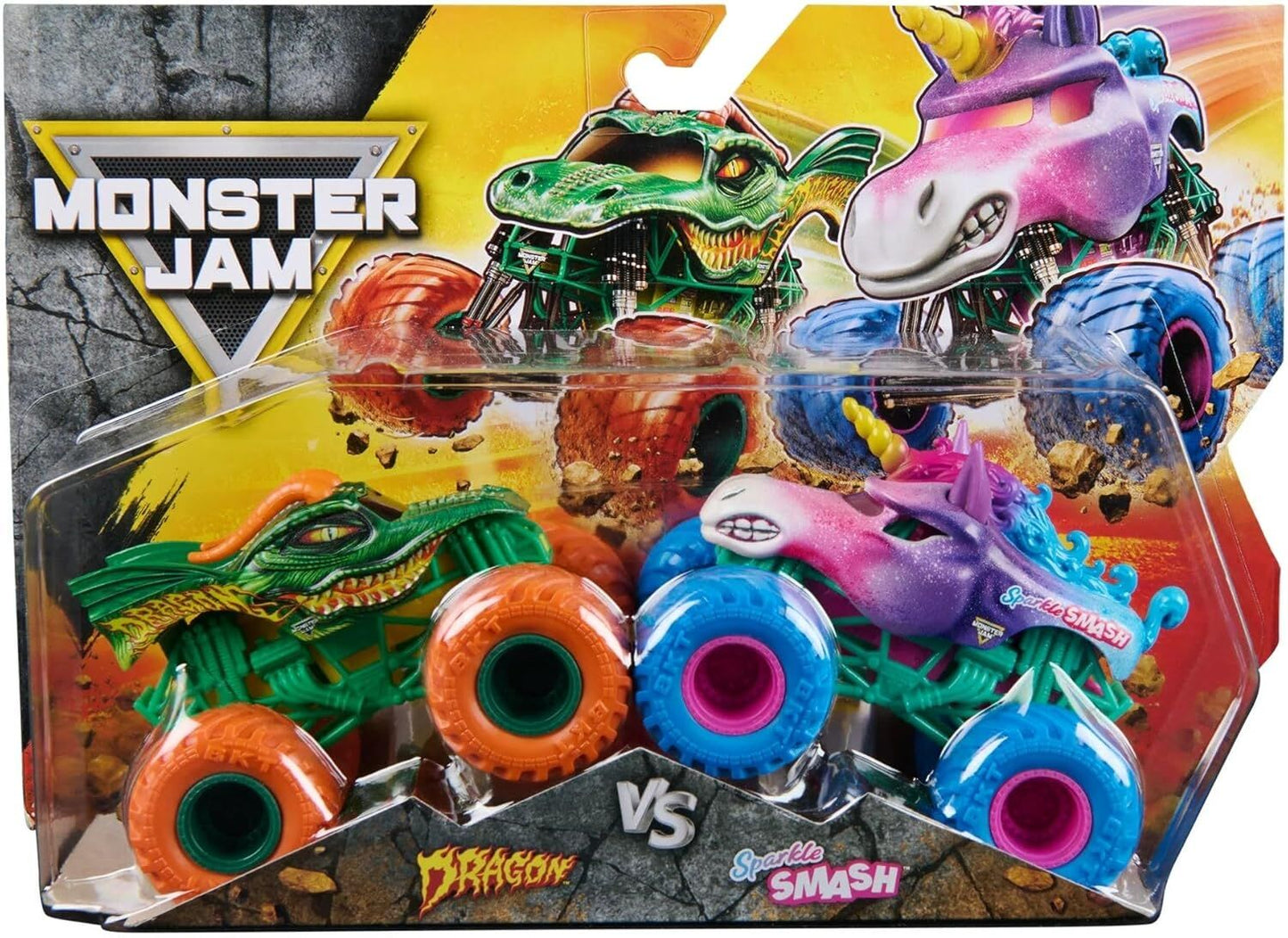 Monster Jam - 1:64 scale die-cast 2-Pack - Dragon vs Sparkle Smash