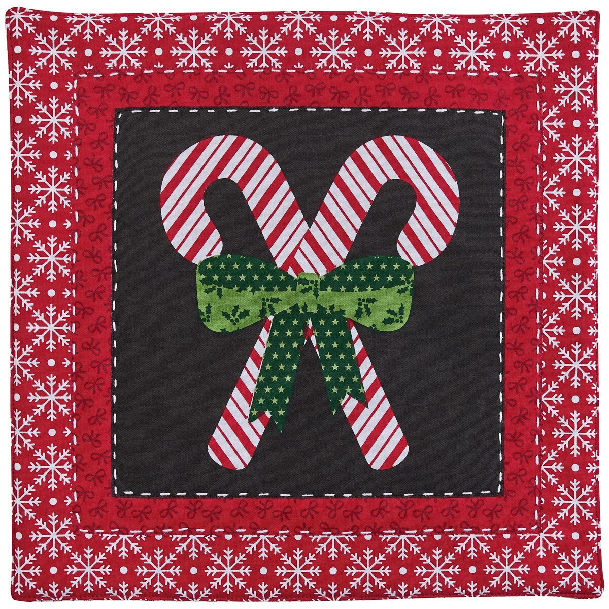 Candycanes And Snowflakes Quilted Table Runner 36"