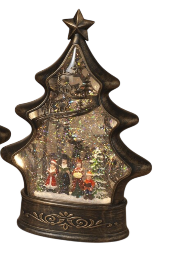Illuminated Christmas Tree Water Globe - Carolers