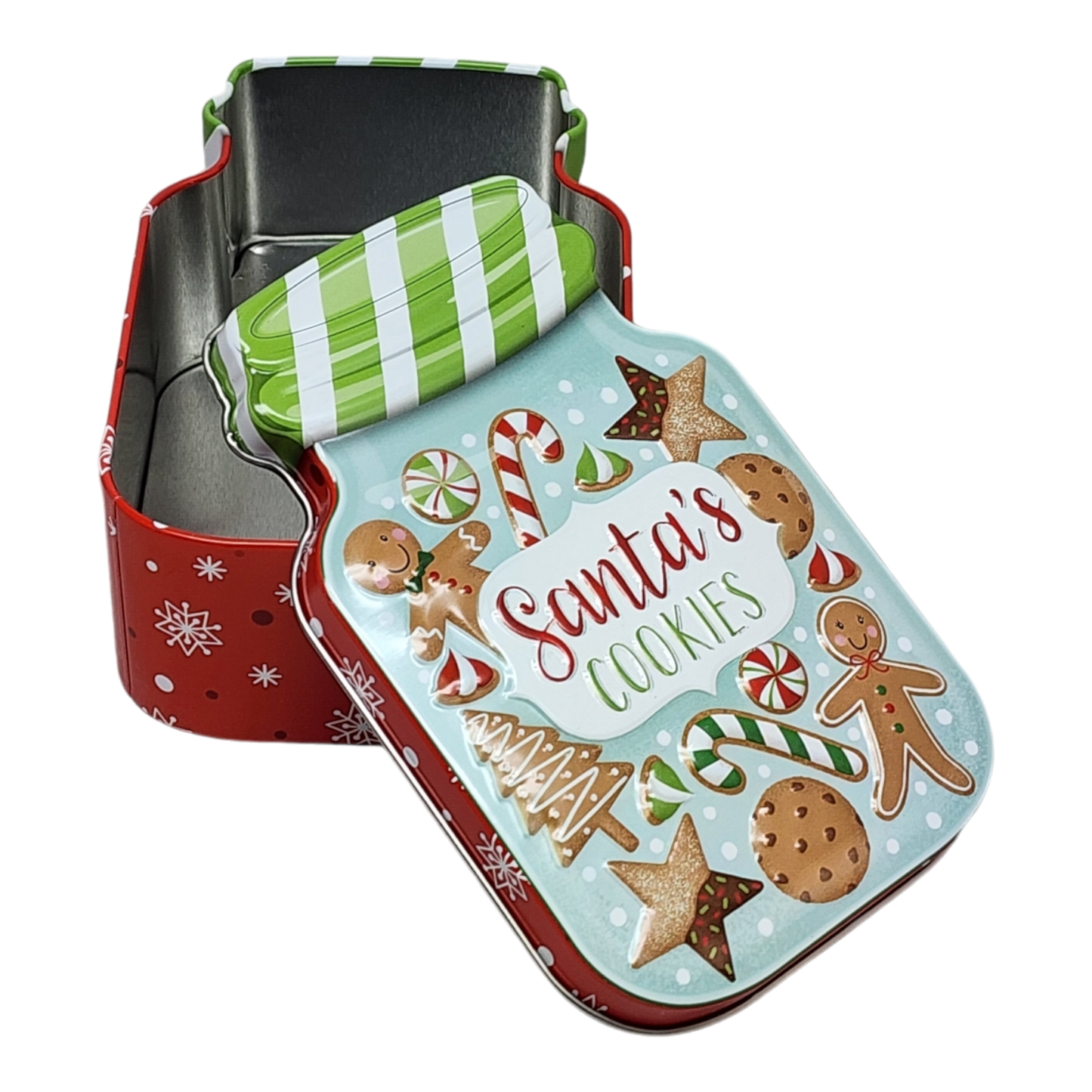 Jar Shaped Christmas Cookie Gift Tin - Santa's Cookies