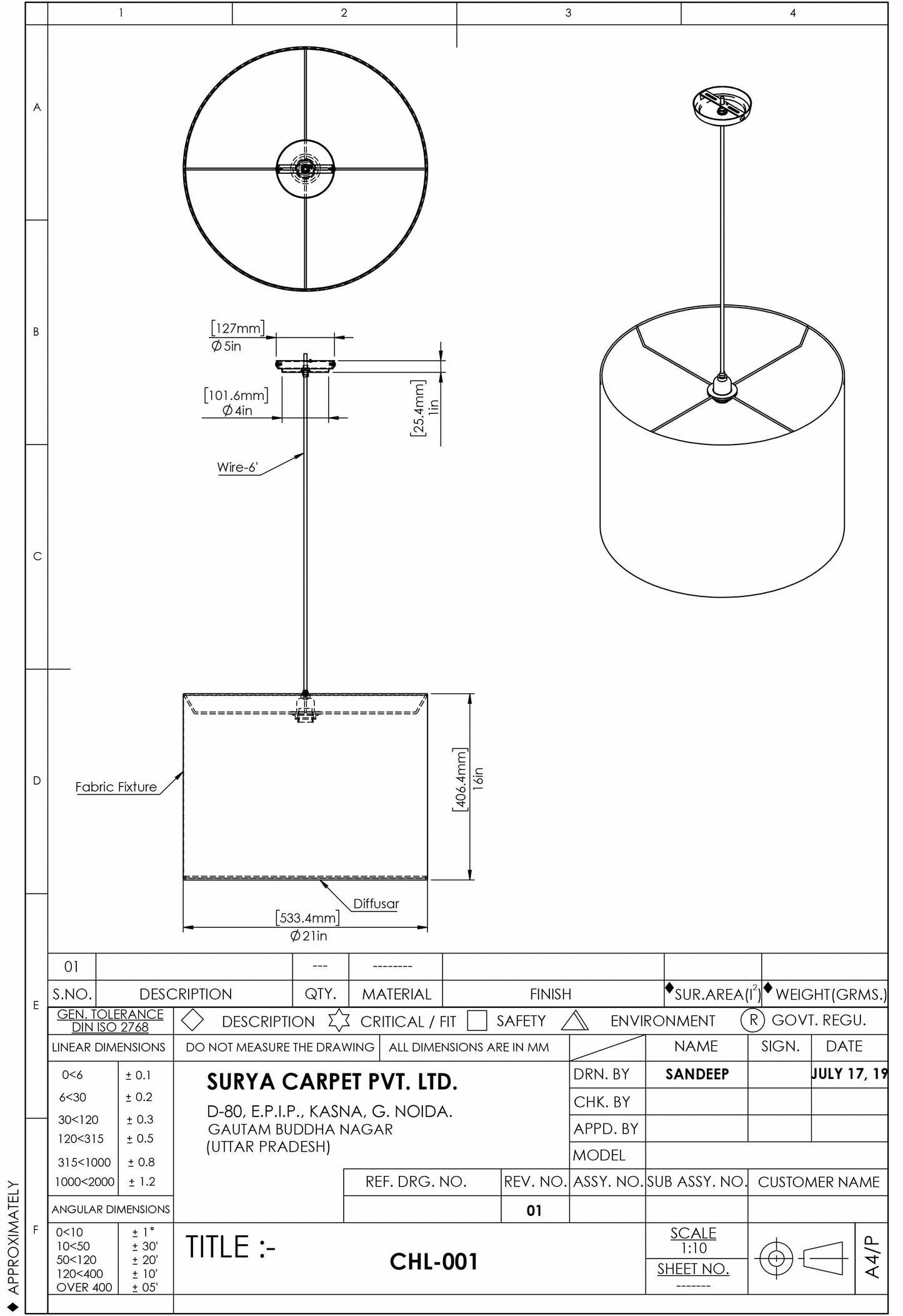 Lewisham Ceiling Light - Clearance