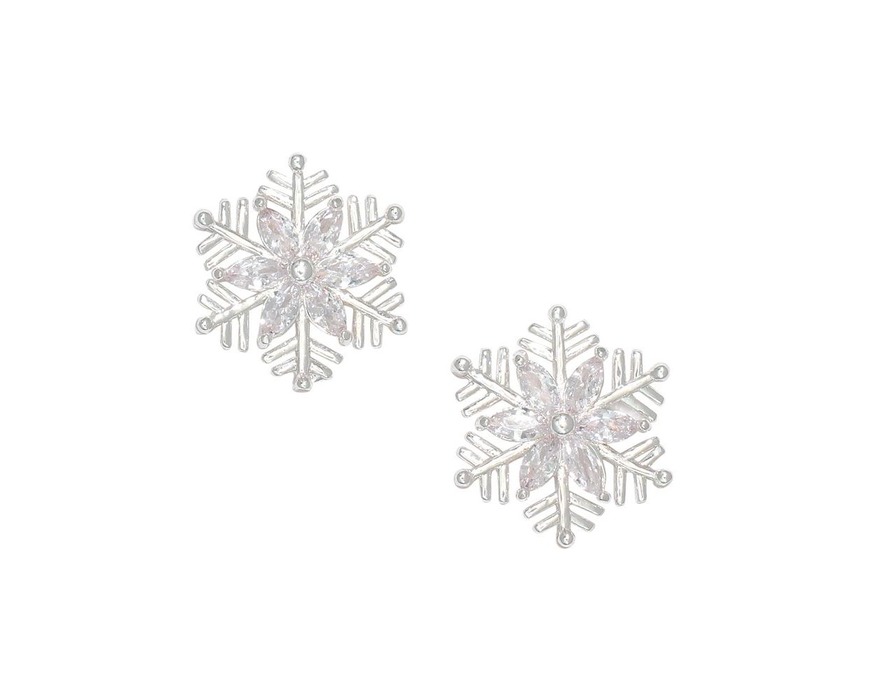 Silver Snowflake with Crystals Earrings