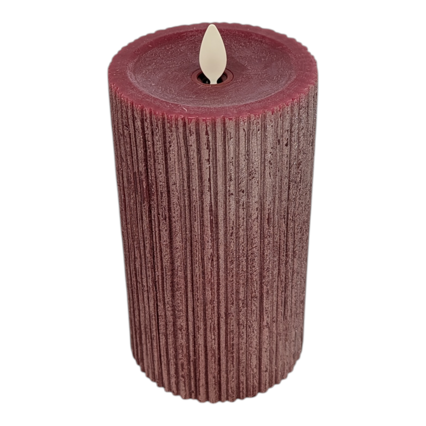 Luminara Red Metallic Furrow Moving Flame Pillar
