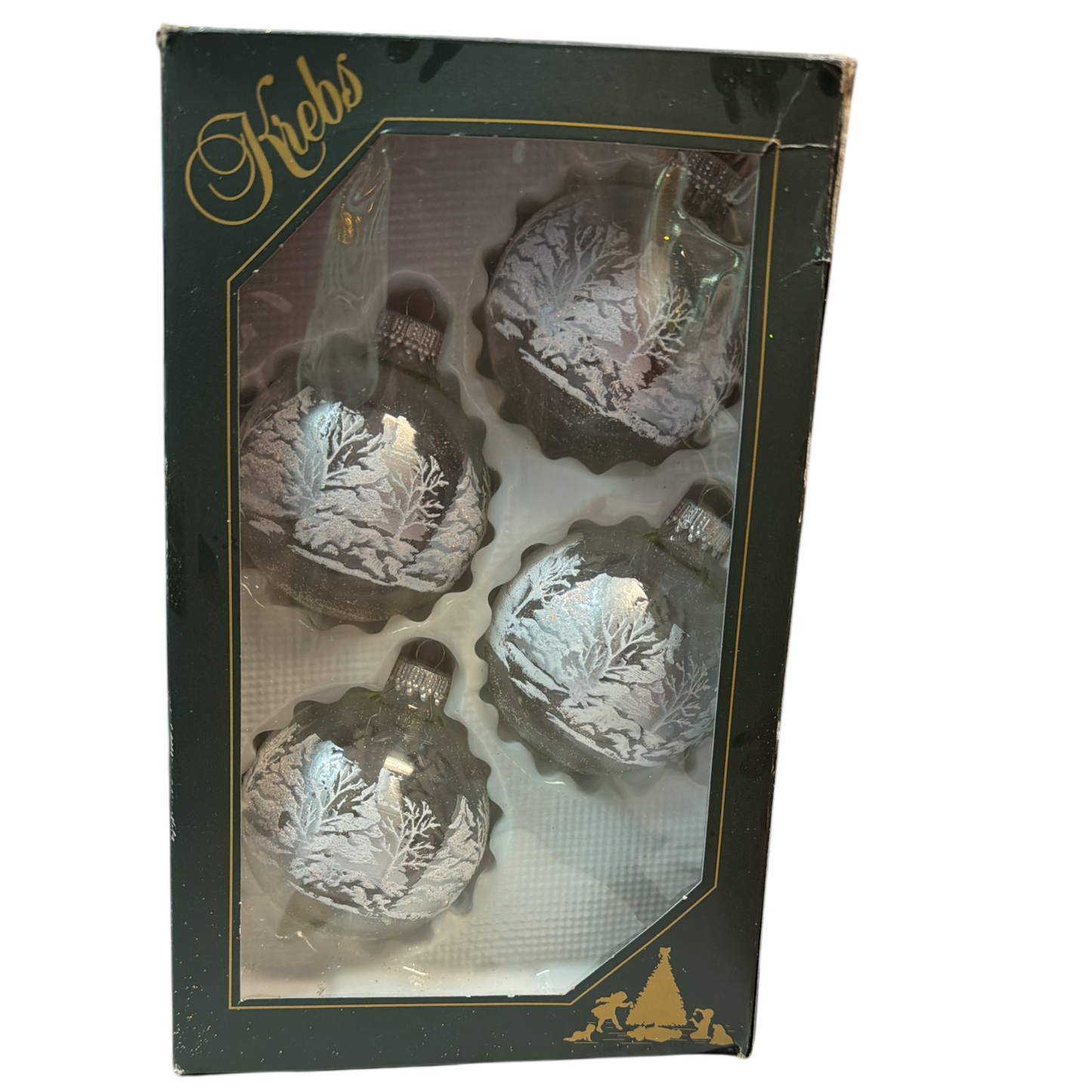 Krebs Glass Ornament 4 pack - Winter Woods