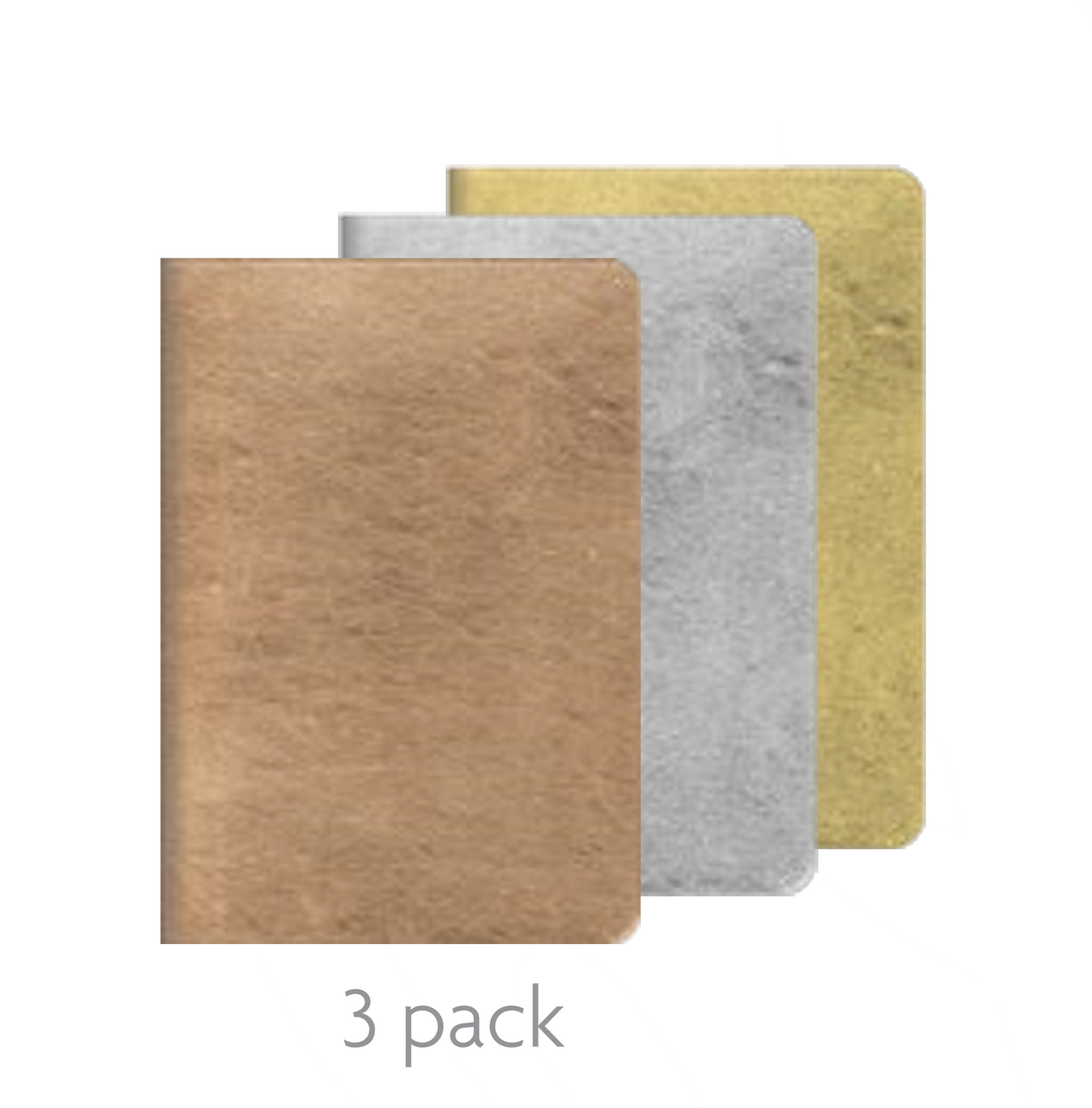 Soft Cover Notebook 3 Pack - Silver and Gold