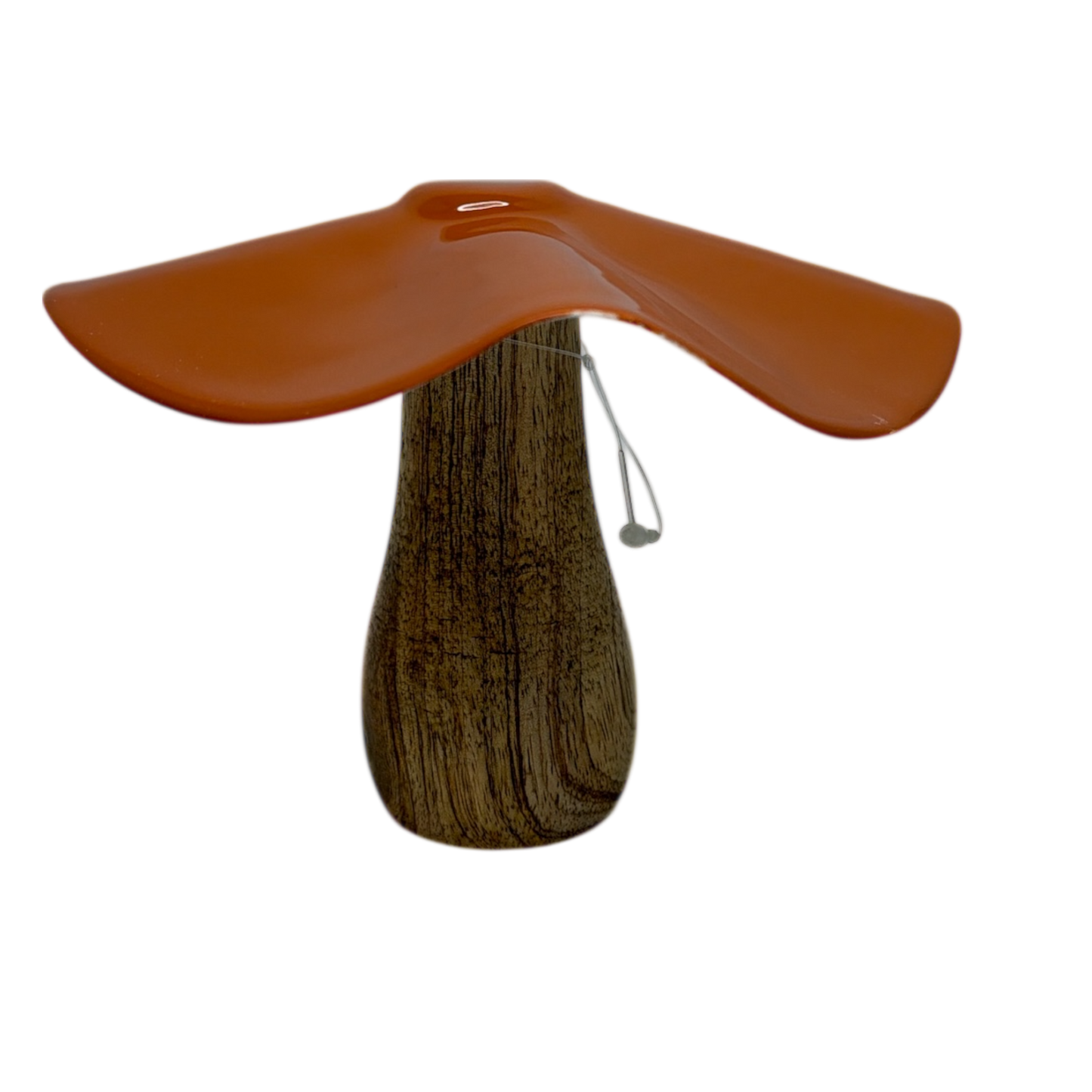 Metal and Mango Wood Mushroom - Burnt Orange