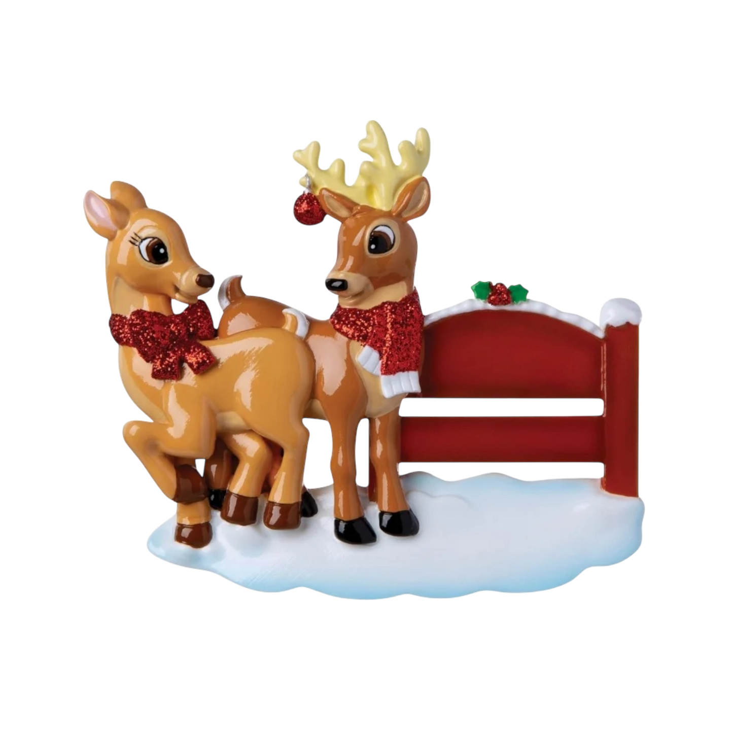 Reindeer Couple with Park Sign Personalized Christmas Ornament