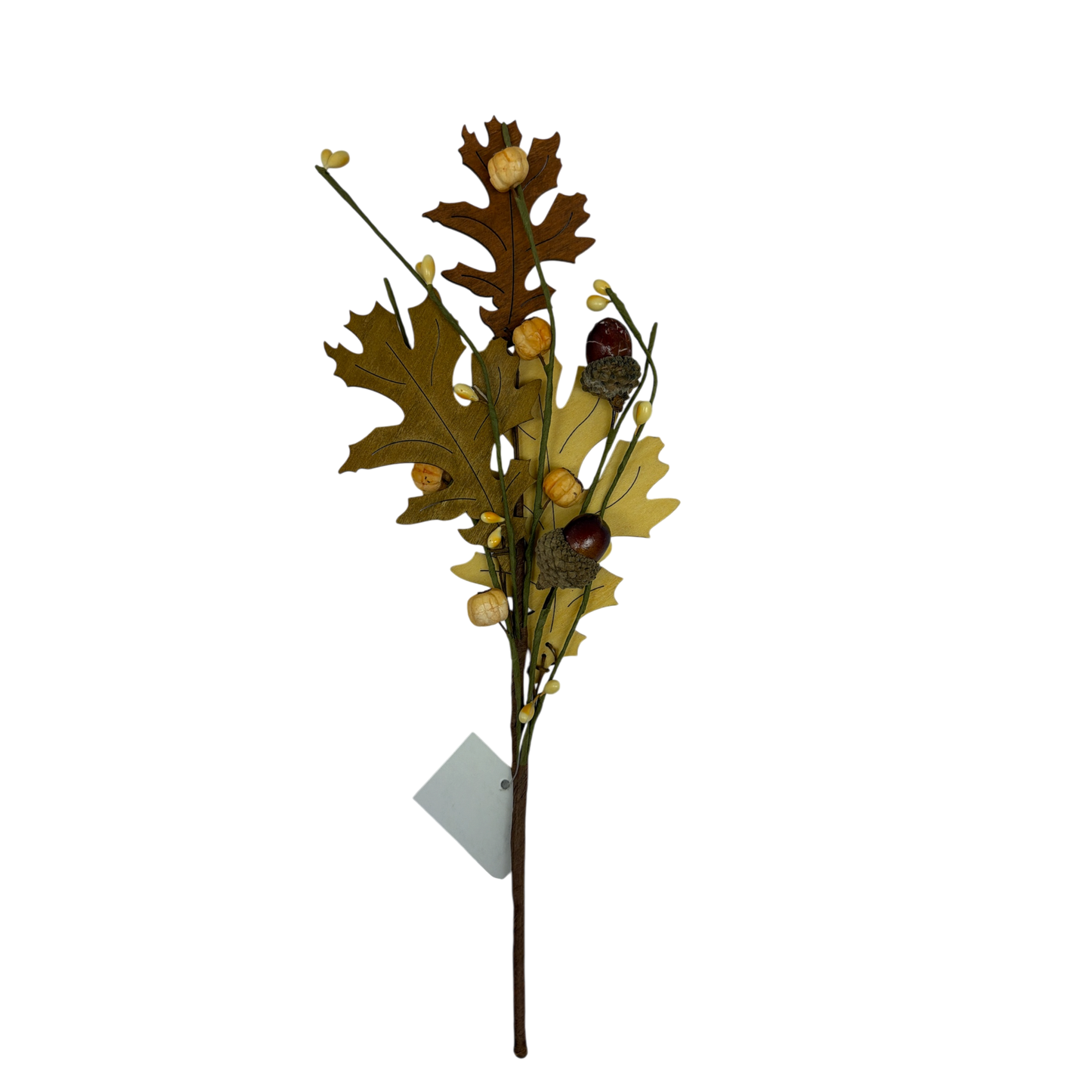 12 inch Harvest Wooden Leaf with Berries Pick