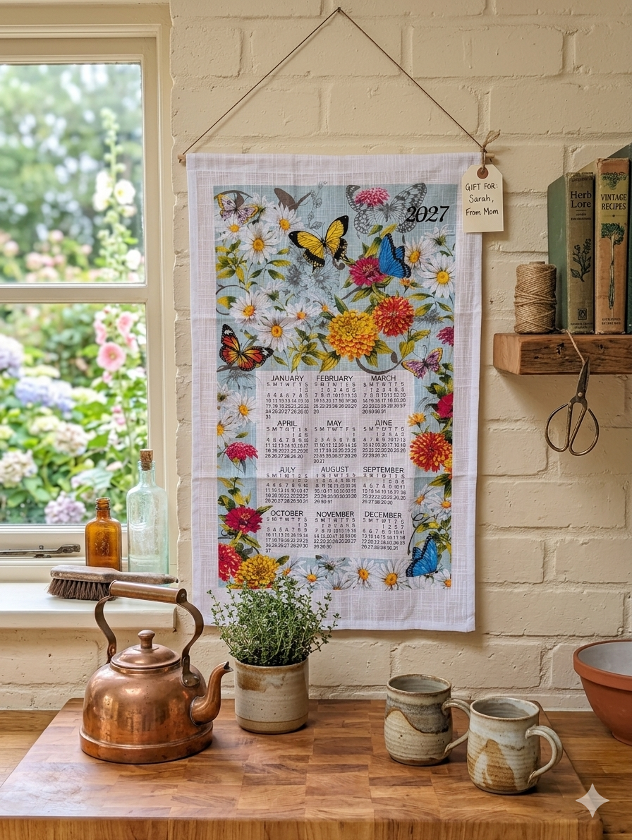 2027 Linen Calendar Towel - Butterfly Garden