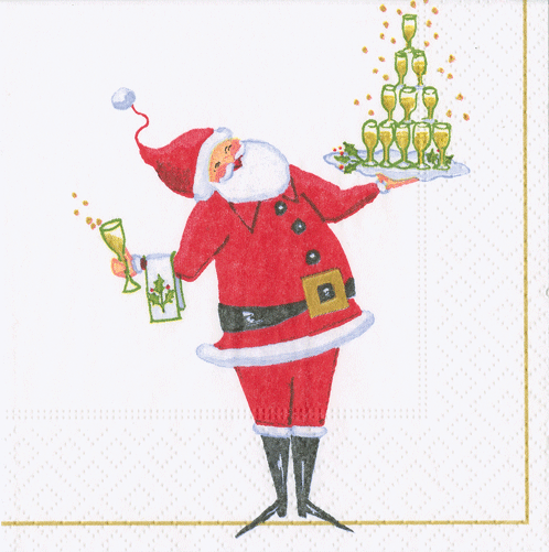 Santa Serving Cocktails - Cocktail Napkin