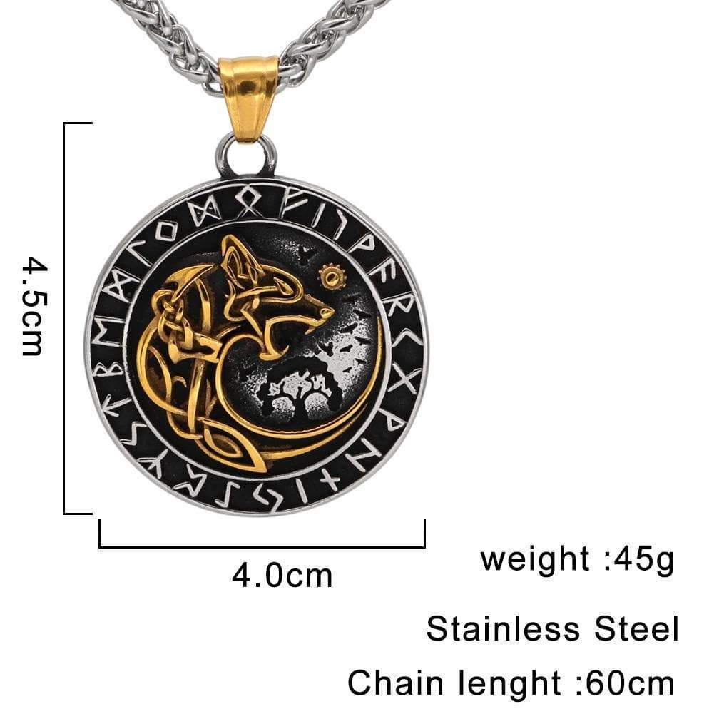 Vikings Fenrir Wolf Runic Necklace