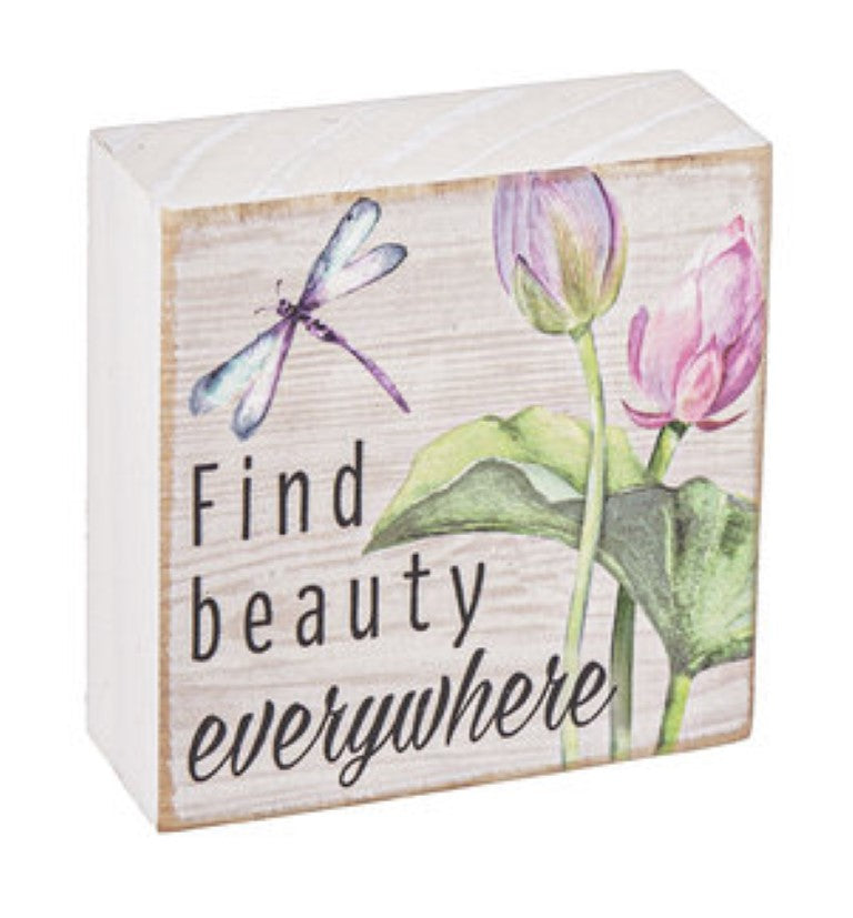 Watercolor Lilies Sign Block - Live Life