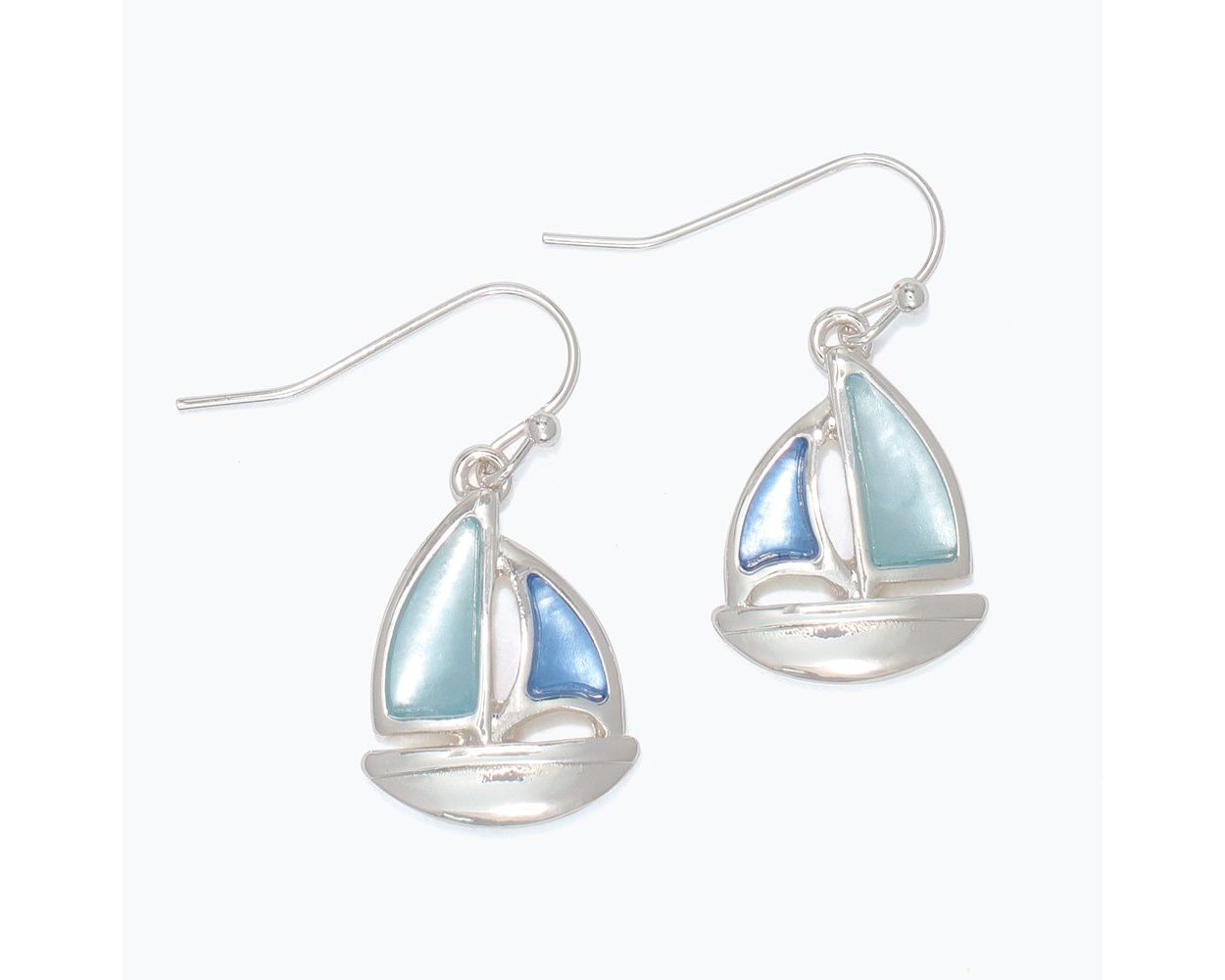 Elegant Sailboat Earrings – Shimmery Blues