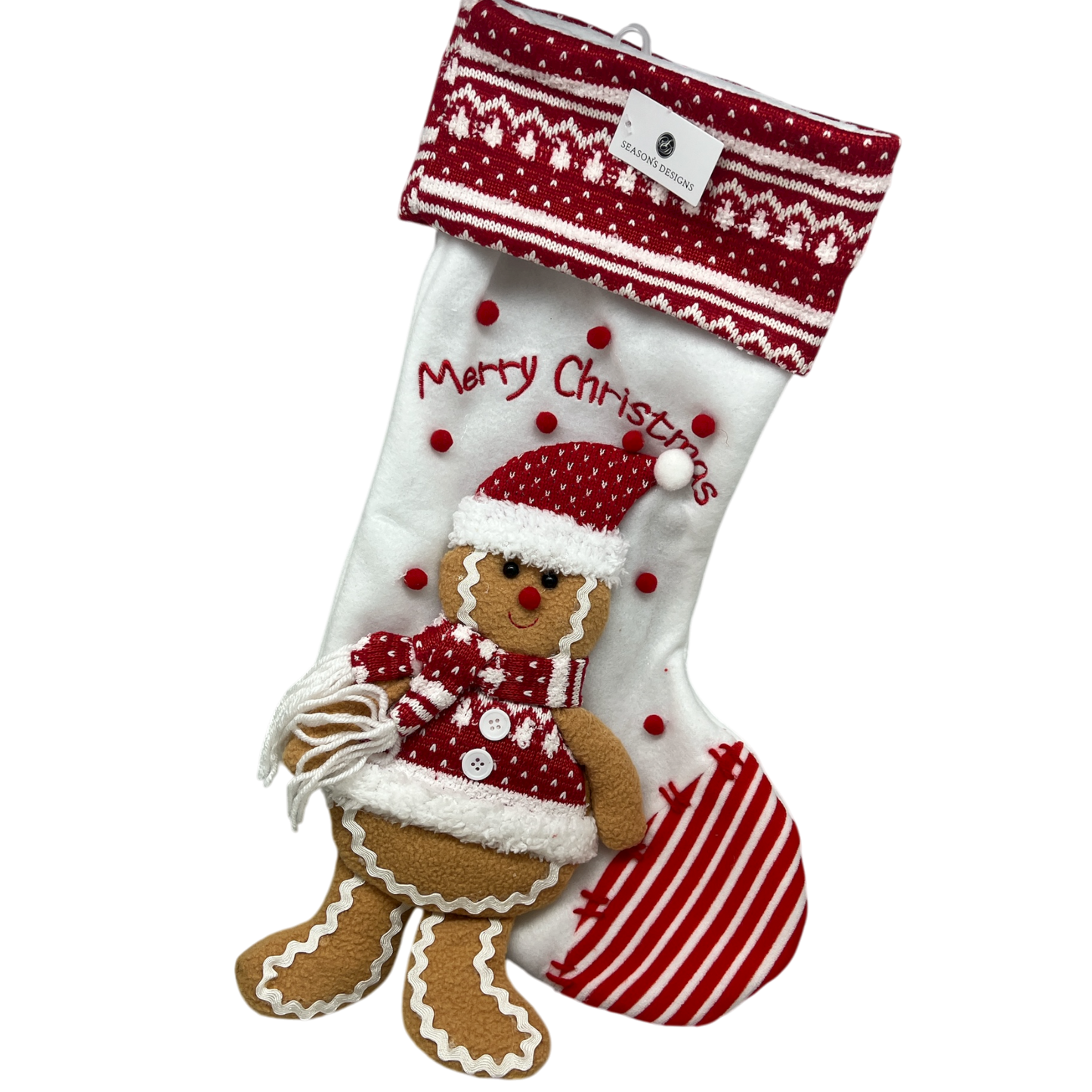 White Gingerbread Dangling Legs Stocking