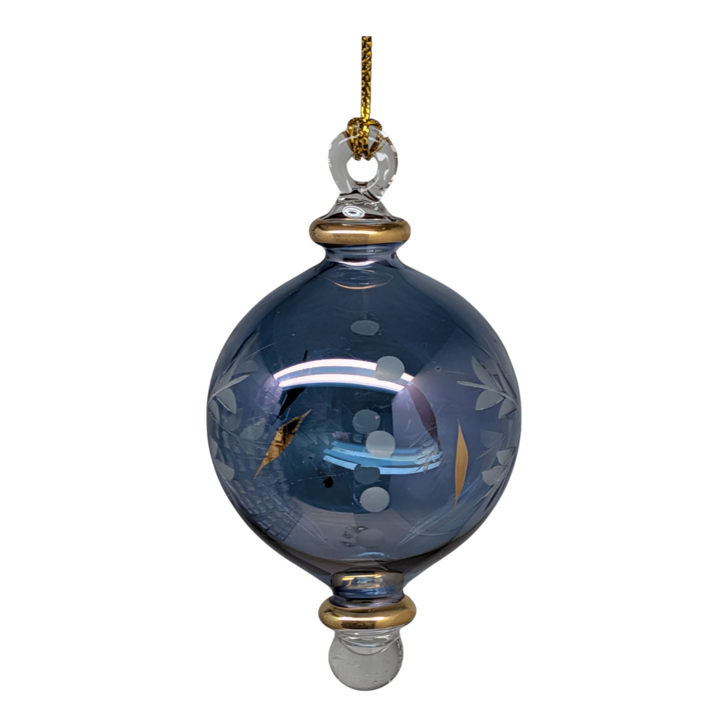 Small Sphere Glass With Gold Accents - Blue