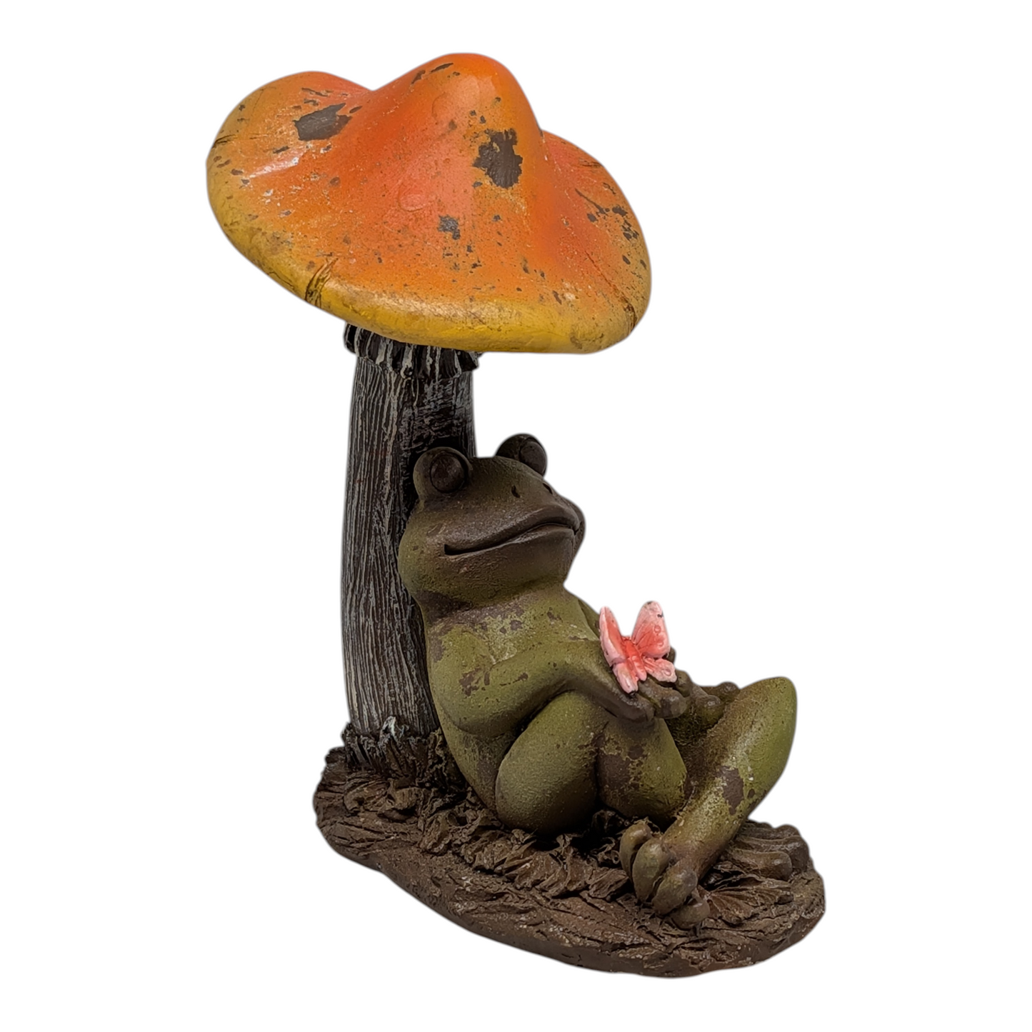 Resin Frog Laying under a Mushoom -