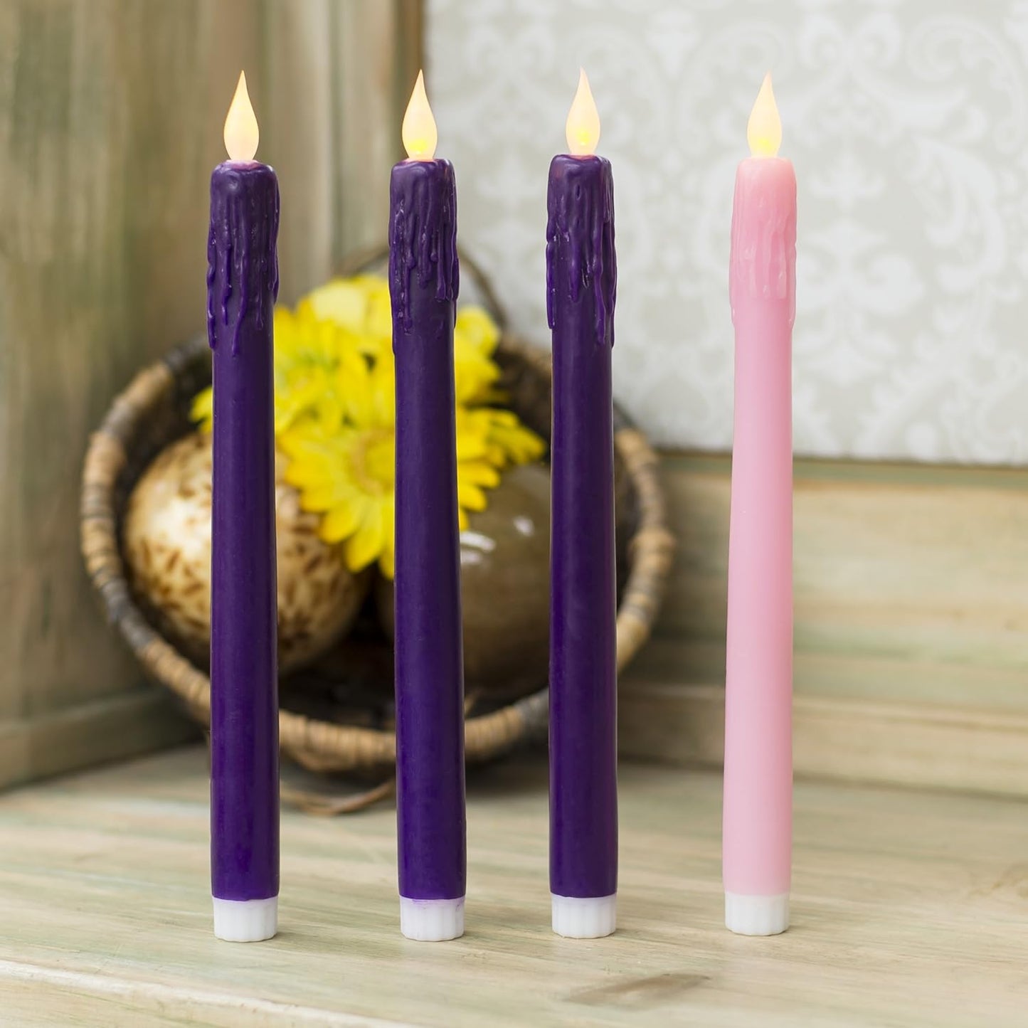 LED Advent Candle Set - 10 Inch - 4-piece