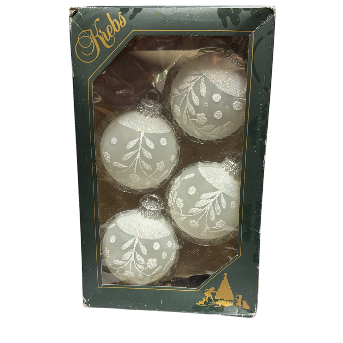 Krebs Glass Ornament 4 pack - Elegant Frosted White