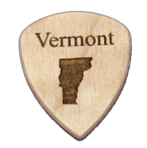 Vermont Wooden Guitar Pick With State