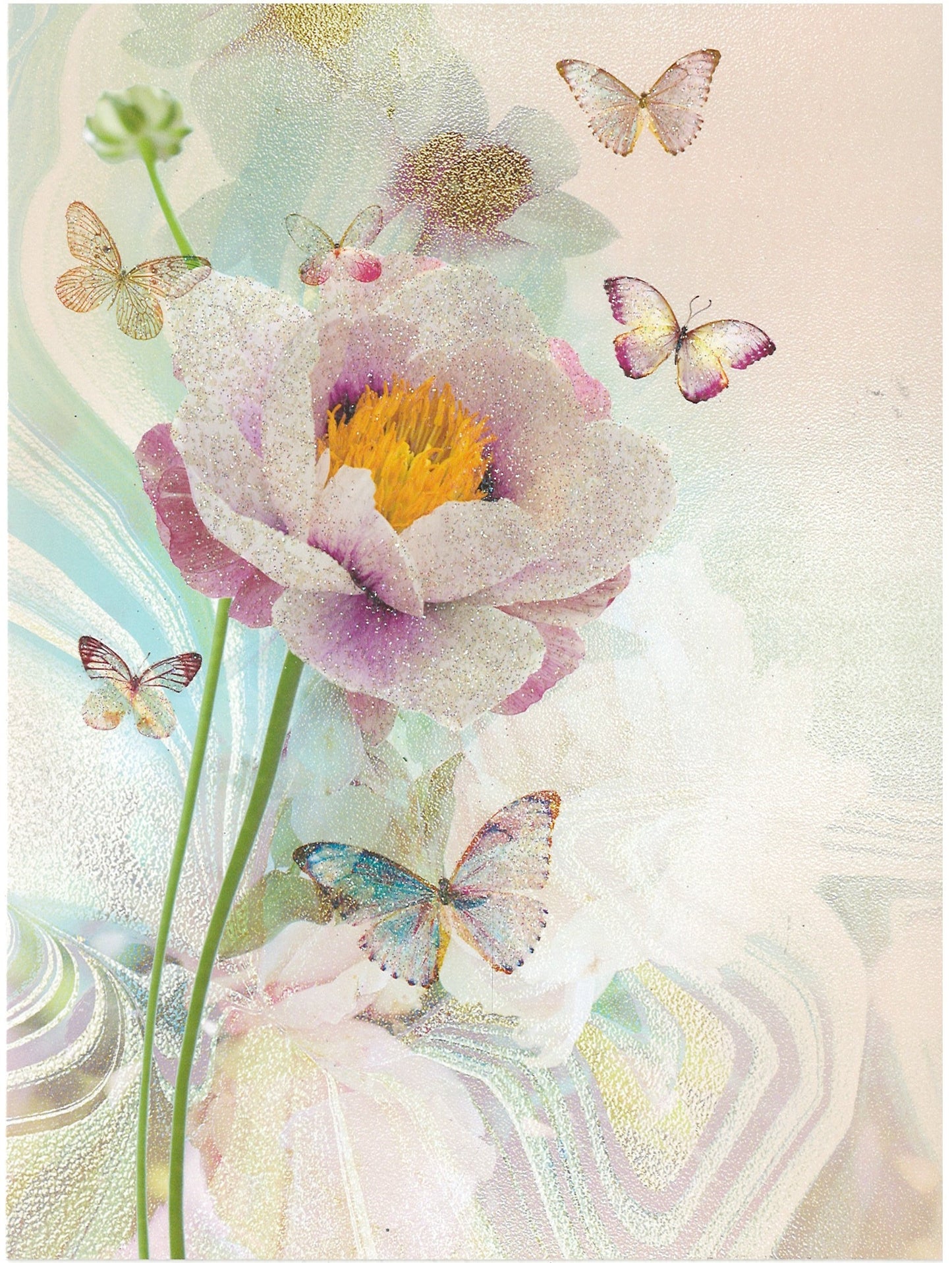Butterfly Dreams Glitter Greeting Card - Blank Card