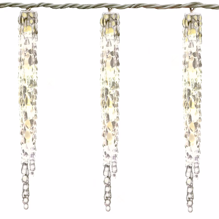 Sparkling White LED Plug-In Christmas Icicle Lights - 13 piece set