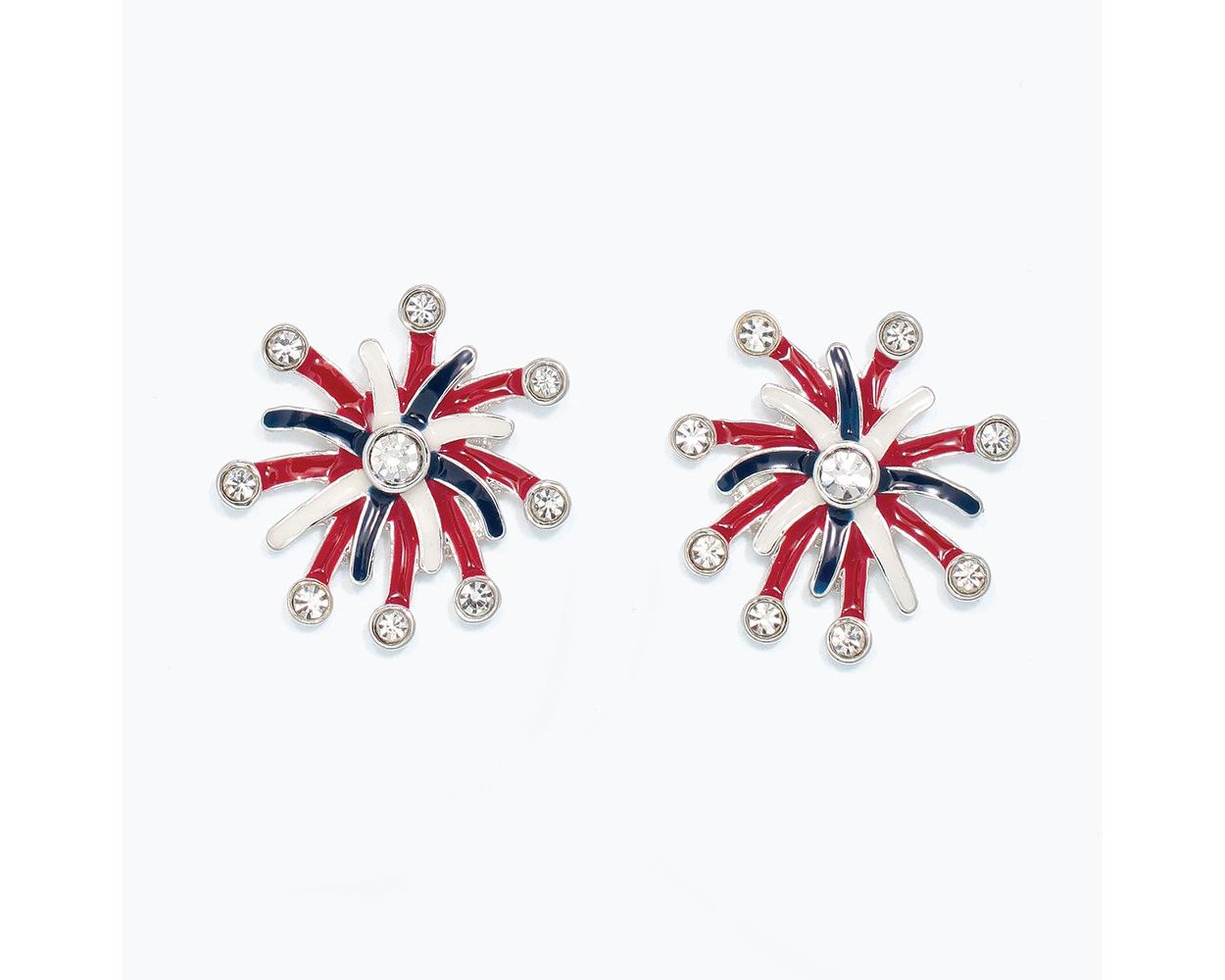 Patriotic Fireworks Burst Earrings – Red, White and Blue