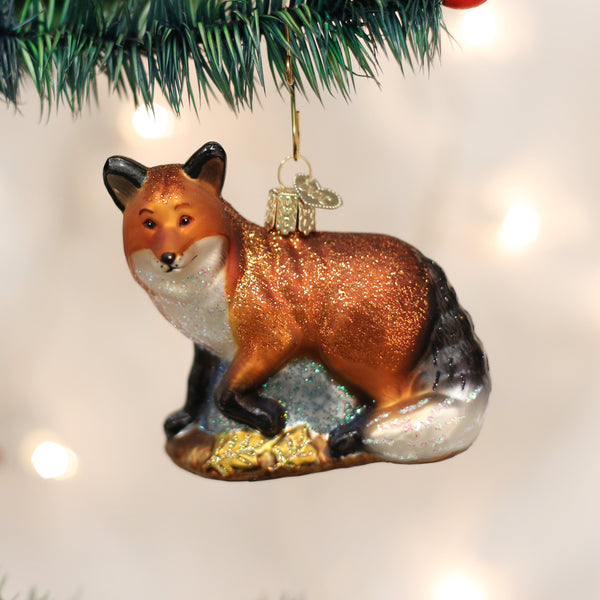 Red Fox Glass Ornament