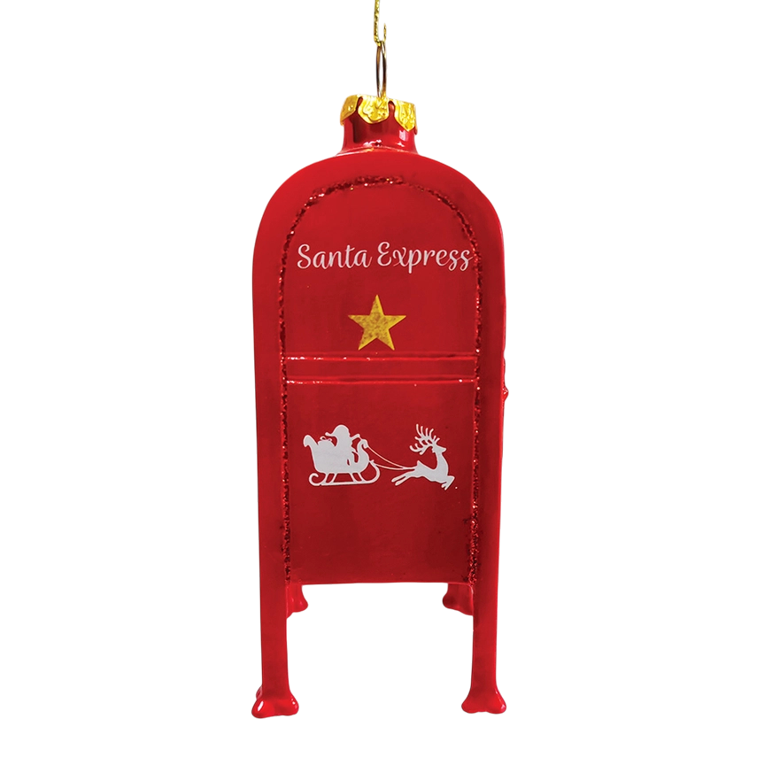Letters For Santa Mailbox Glass Christmas Ornament