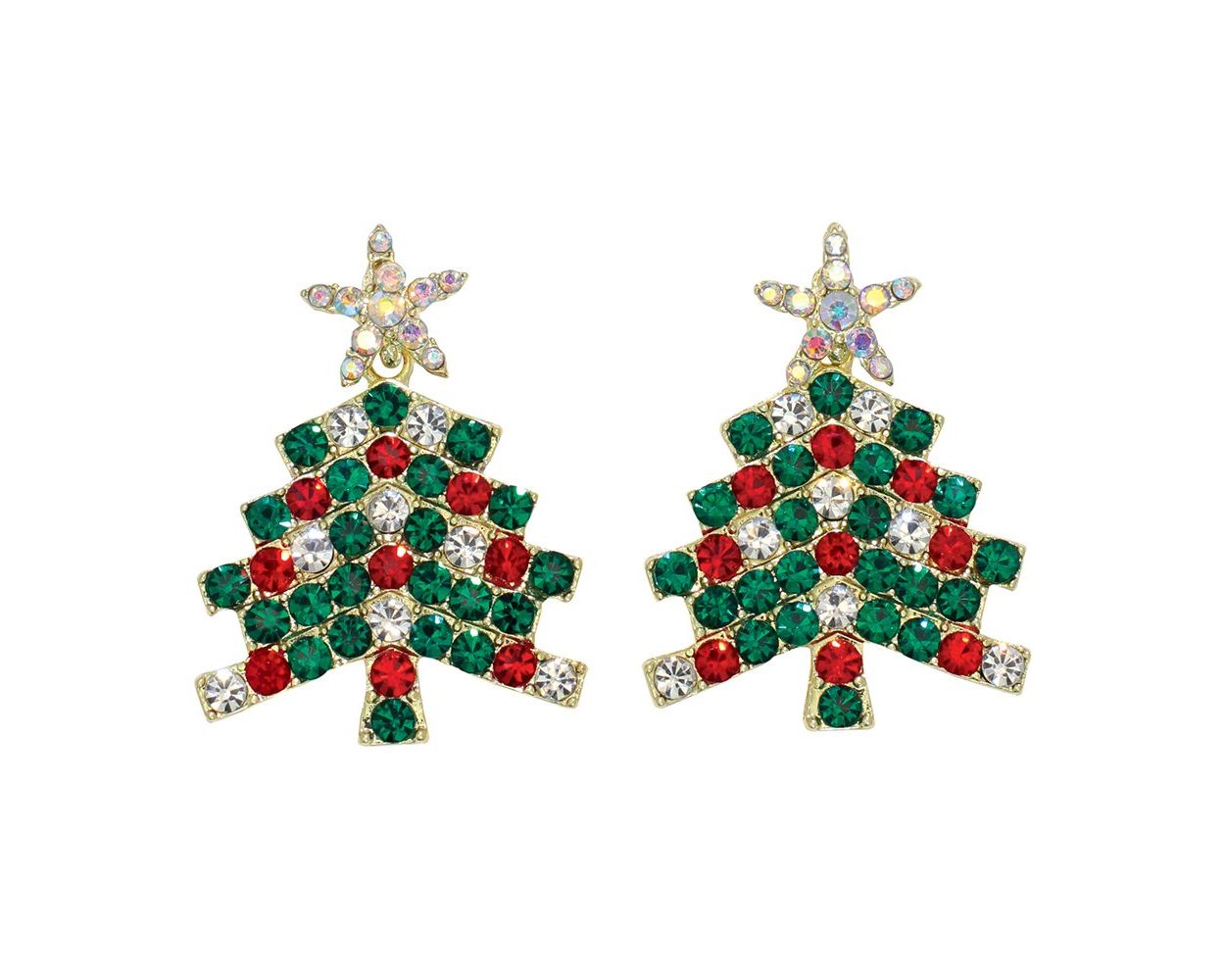 Twinkling Festive Trees With Crystals Earrings