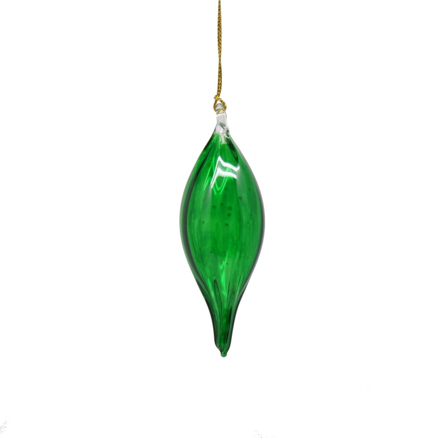 Blown Glass Teardrop Ornament - Green - High Bulge