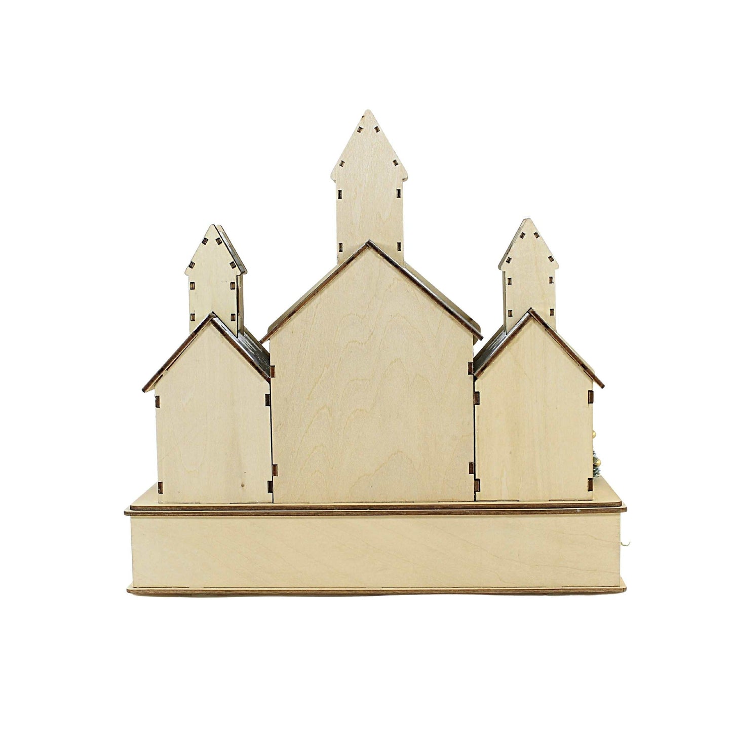 LED Wooden Church with Nativity Scene - 12 inch