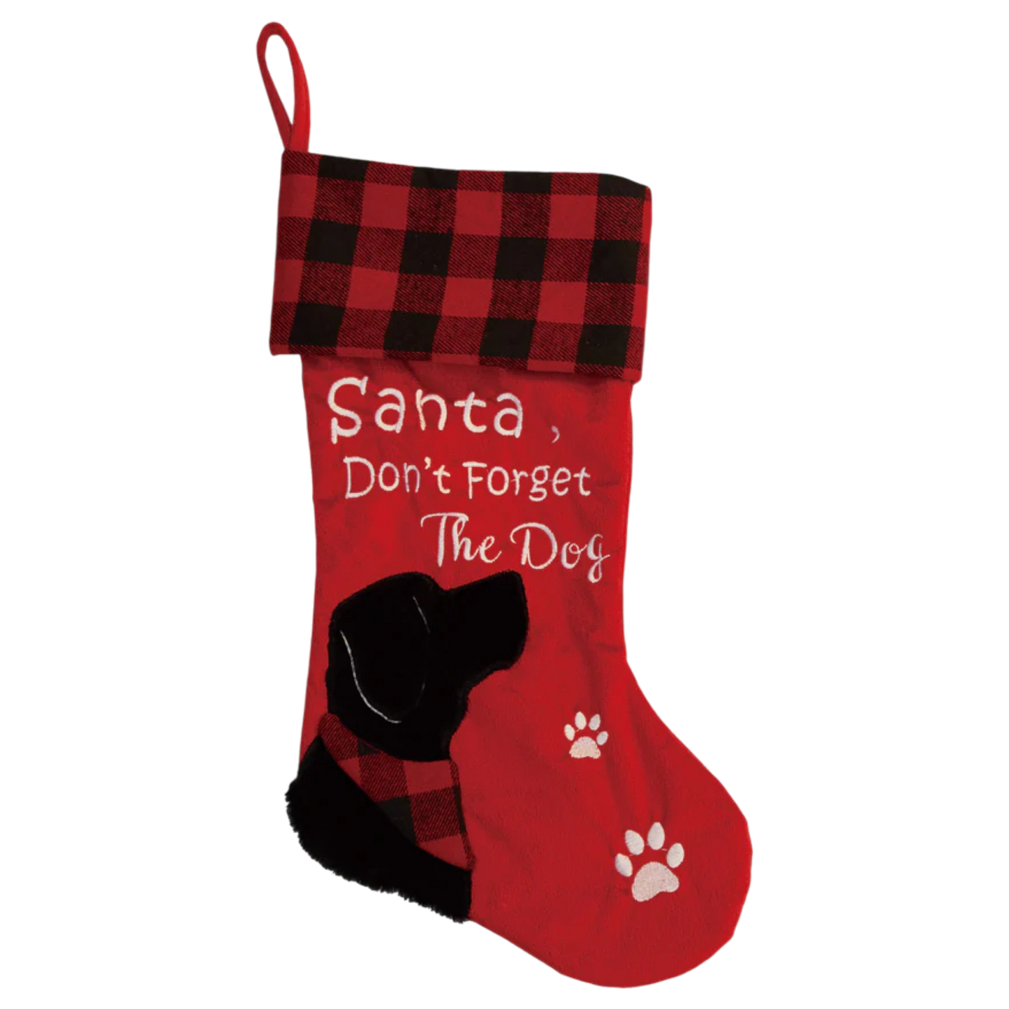 Santa Don't Forget the Dog Stocking - Embroidered