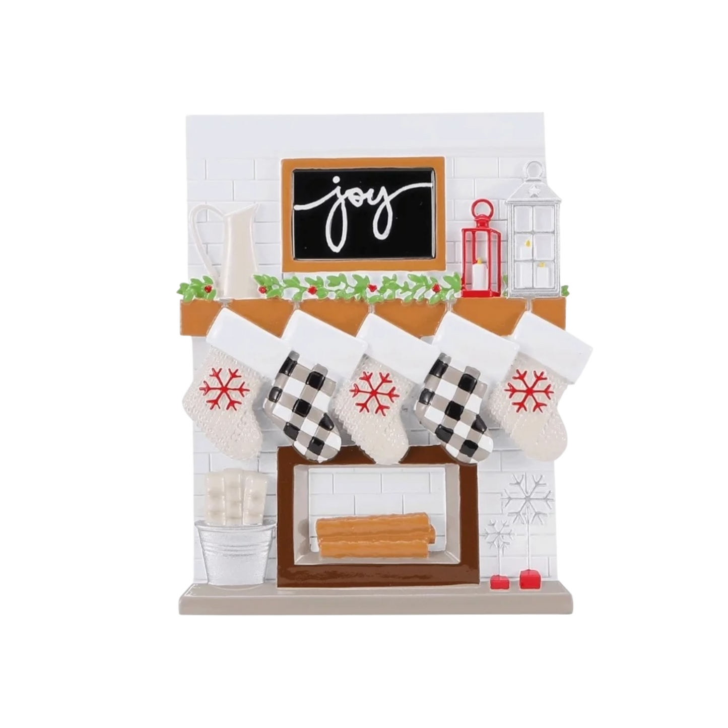Fireplace Mantle Family of 5 Ornament