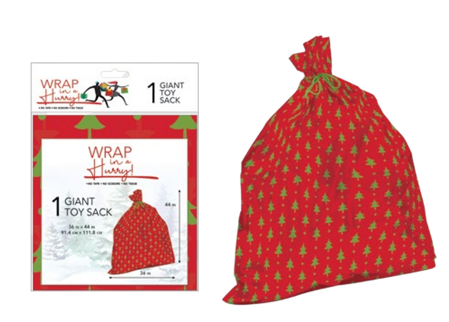 Wrap In A Hurry Giant Toy Sack - Red With Trees
