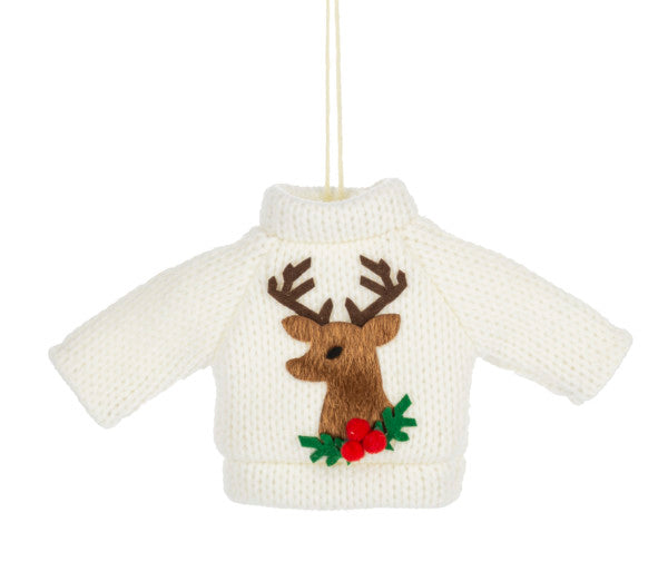 Knit Christmas Sweater Ornament - Red