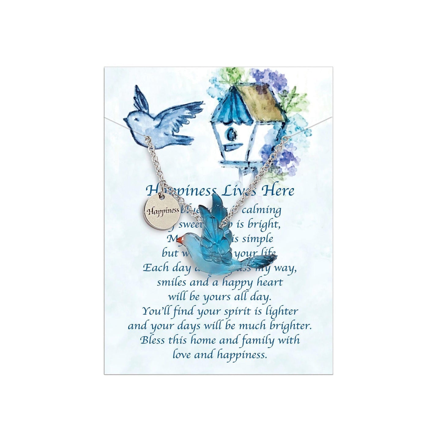Happiness Bluebird Necklace - Silver-tone Chain