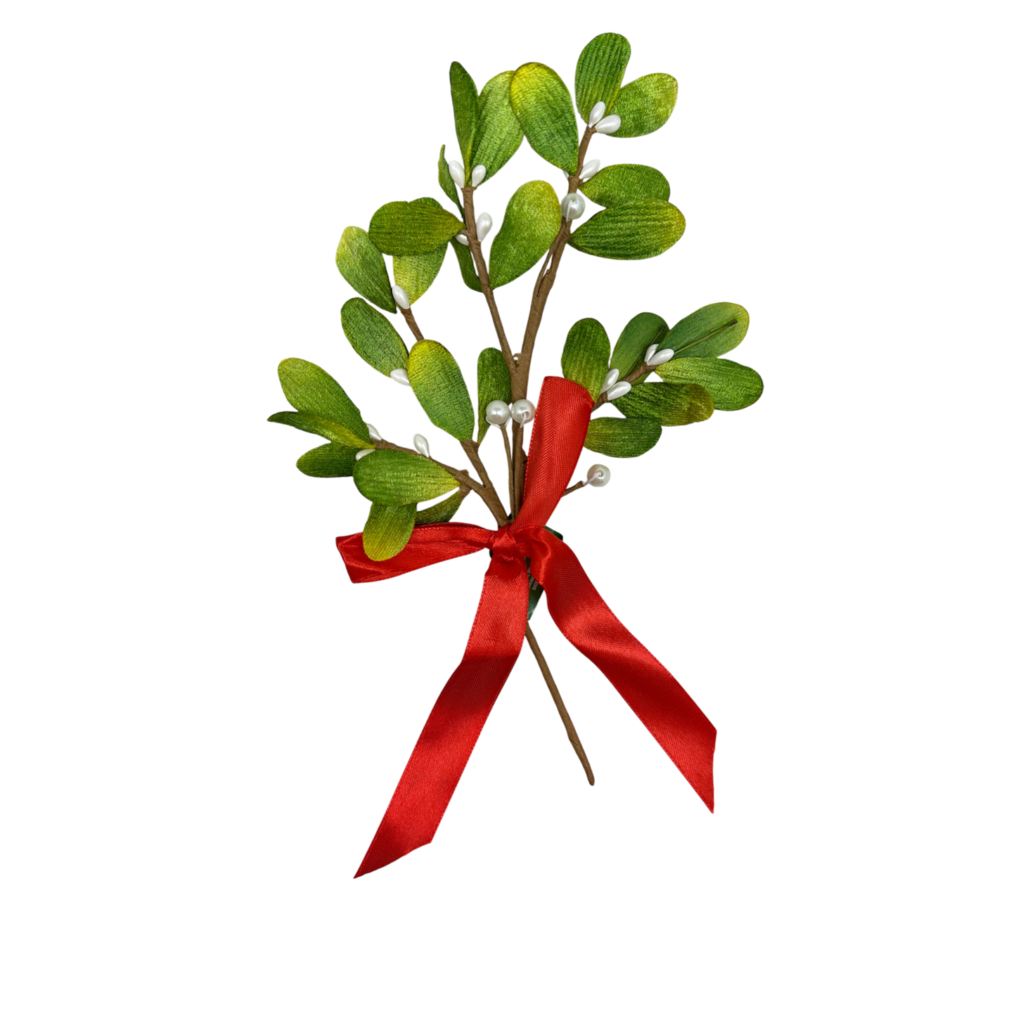 Mistletoe Pick with Red Satin Bow