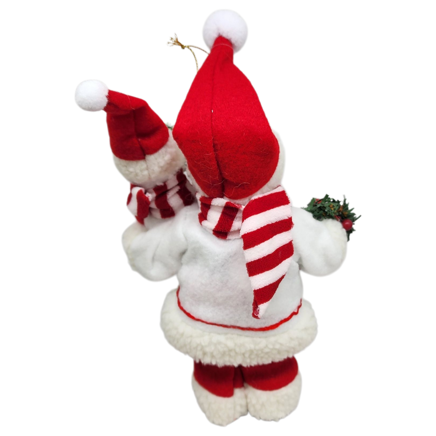 Festive Santa with Snowman Figurine Ornament - 9 inches