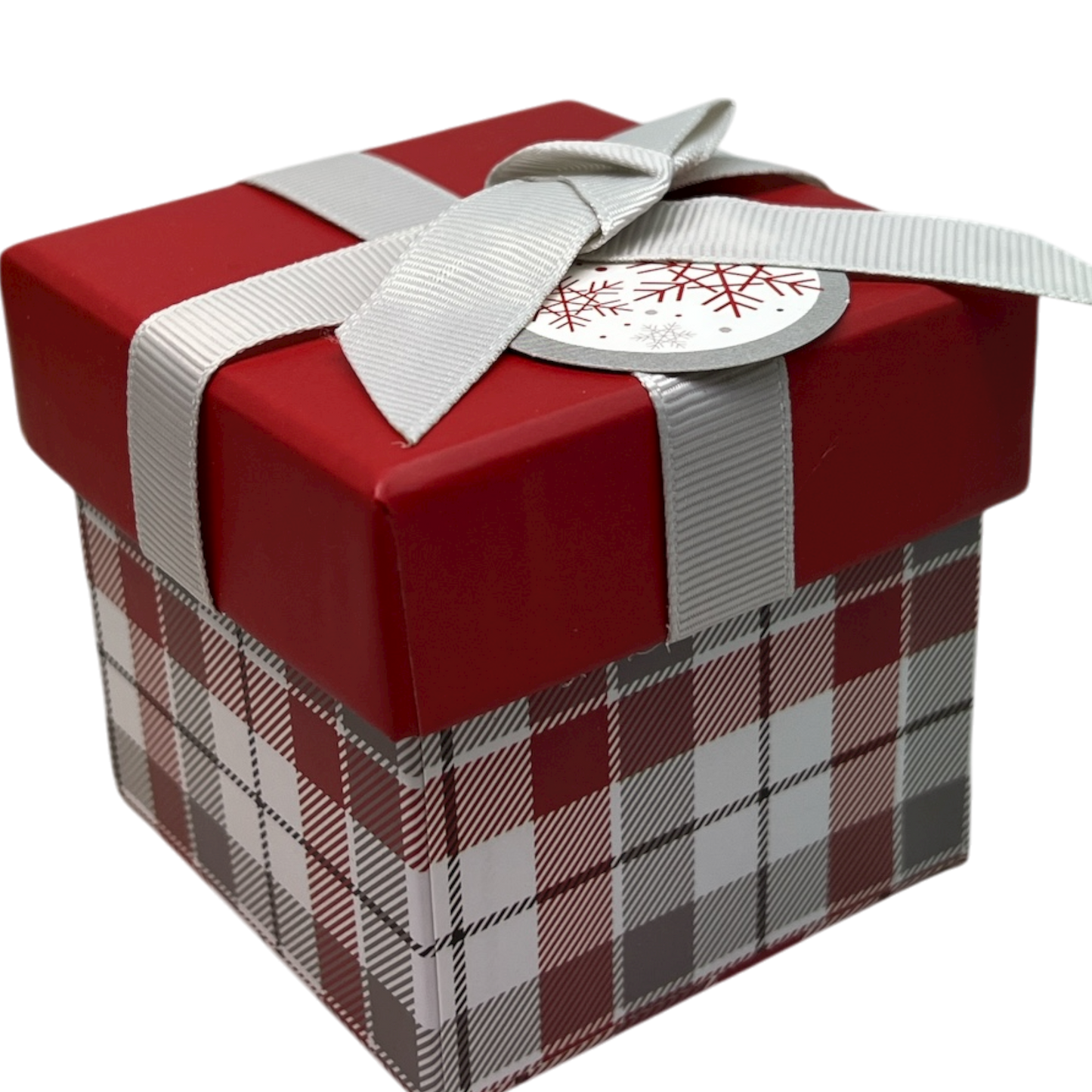 Gift Box Cube for Gift Cards - 3" x 3" - Snowflake Plaid