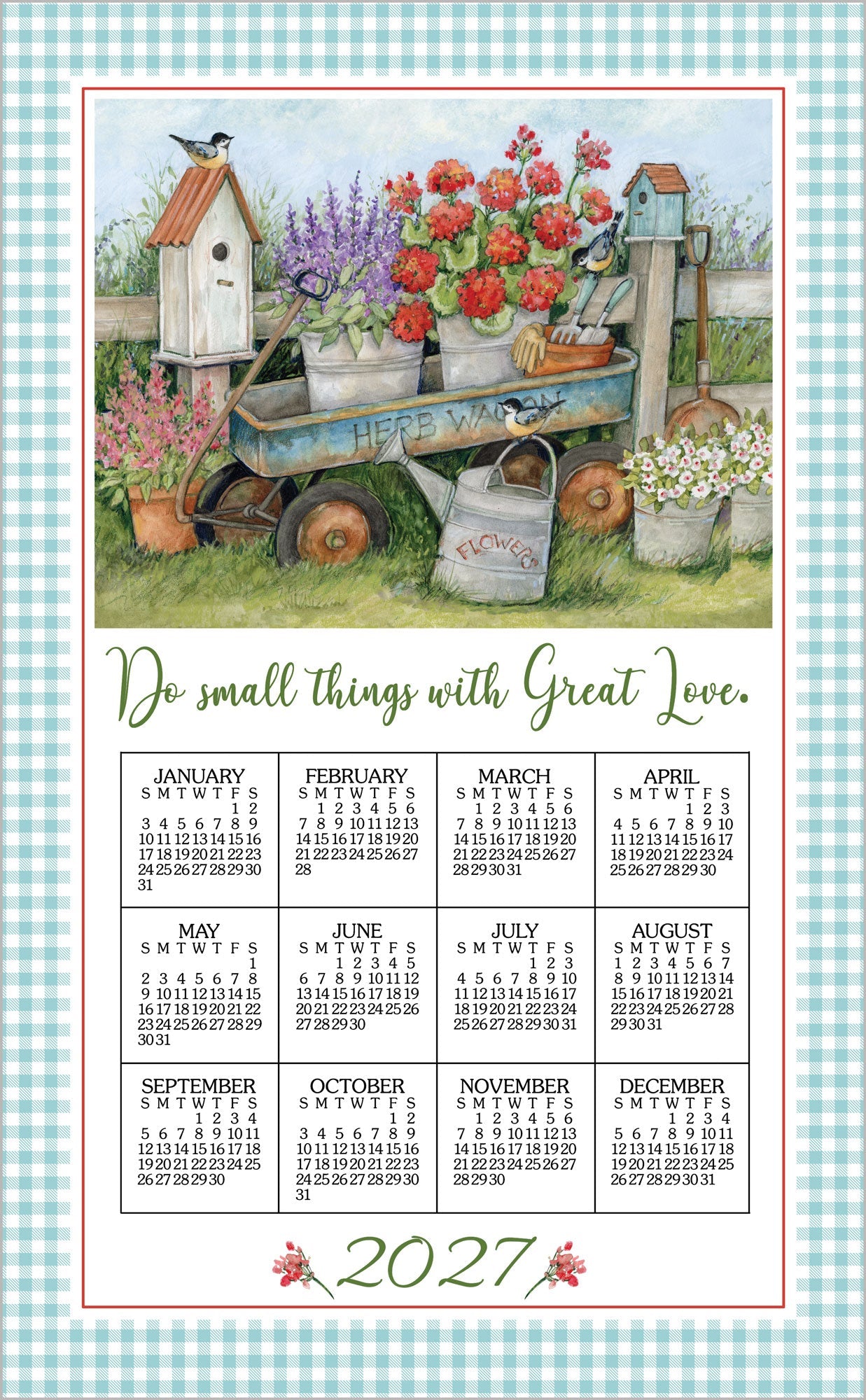 2027 Linen Calendar Towel - Blue Wagon