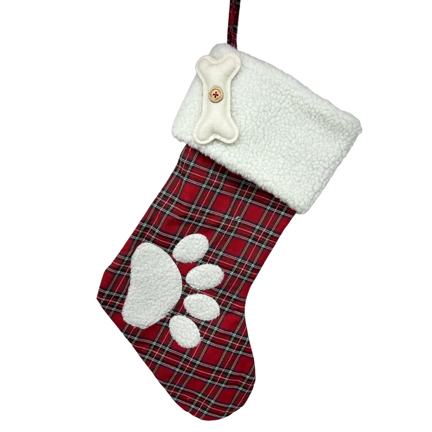 Plush Plaid Pet Stocking Red Tartan
