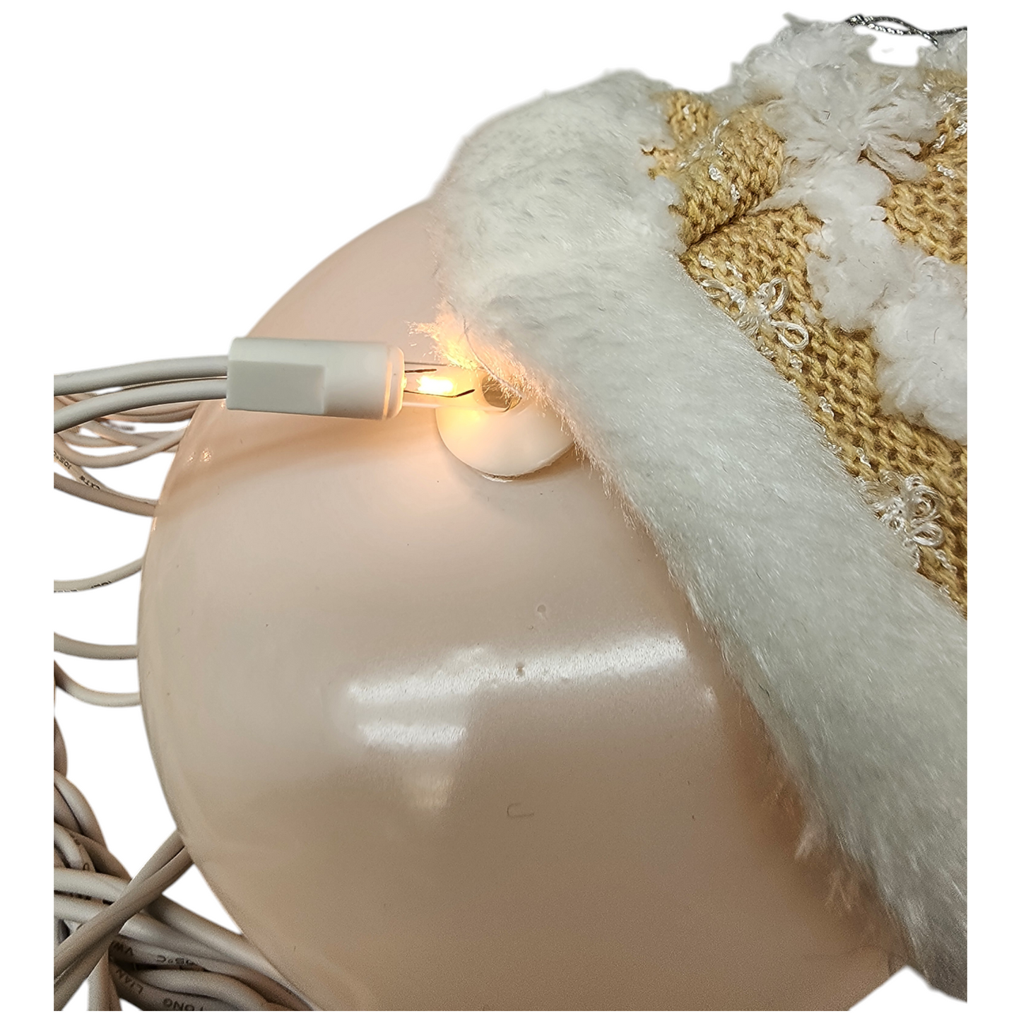 Glass "Lightable" Snowman Ornament - Knit Santa Hat