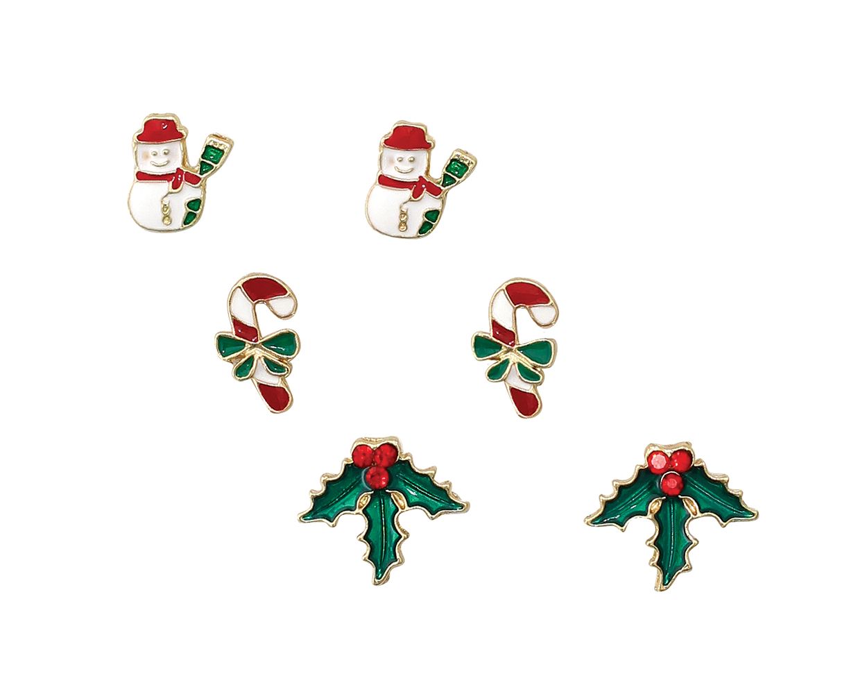 Snowmen, Candy Canes And Holly - Earrings