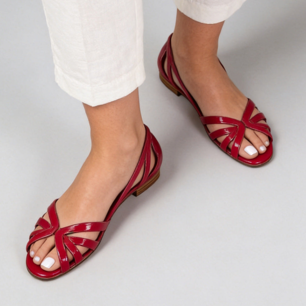 Braided Multi-Strap Flat Sandals | Peep Toe Hollow-Out | French Style