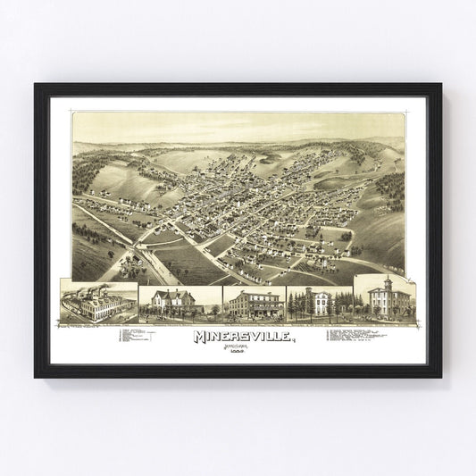 Vintage Map of Minersville, Pennsylvania 1889