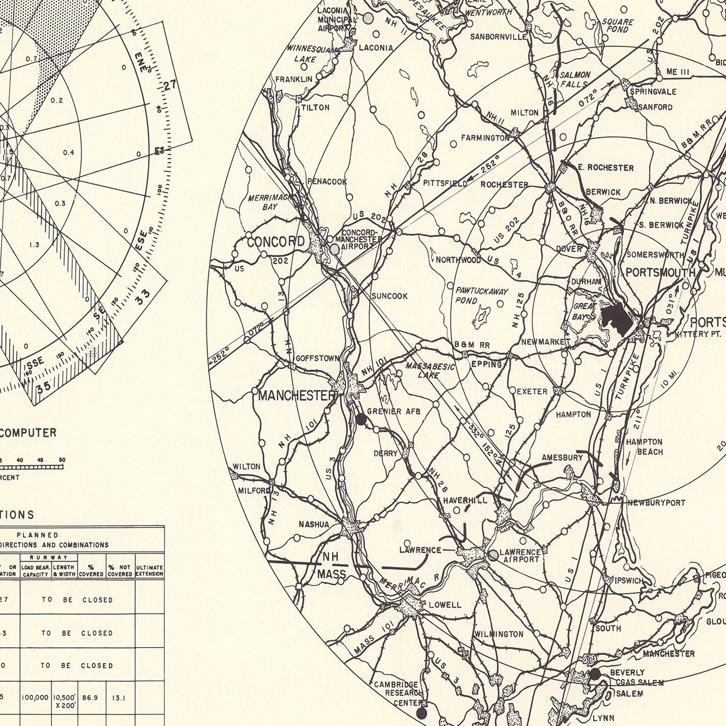 Vintage Map of the Portsmouth Municipal Airport Vicinity, 1951